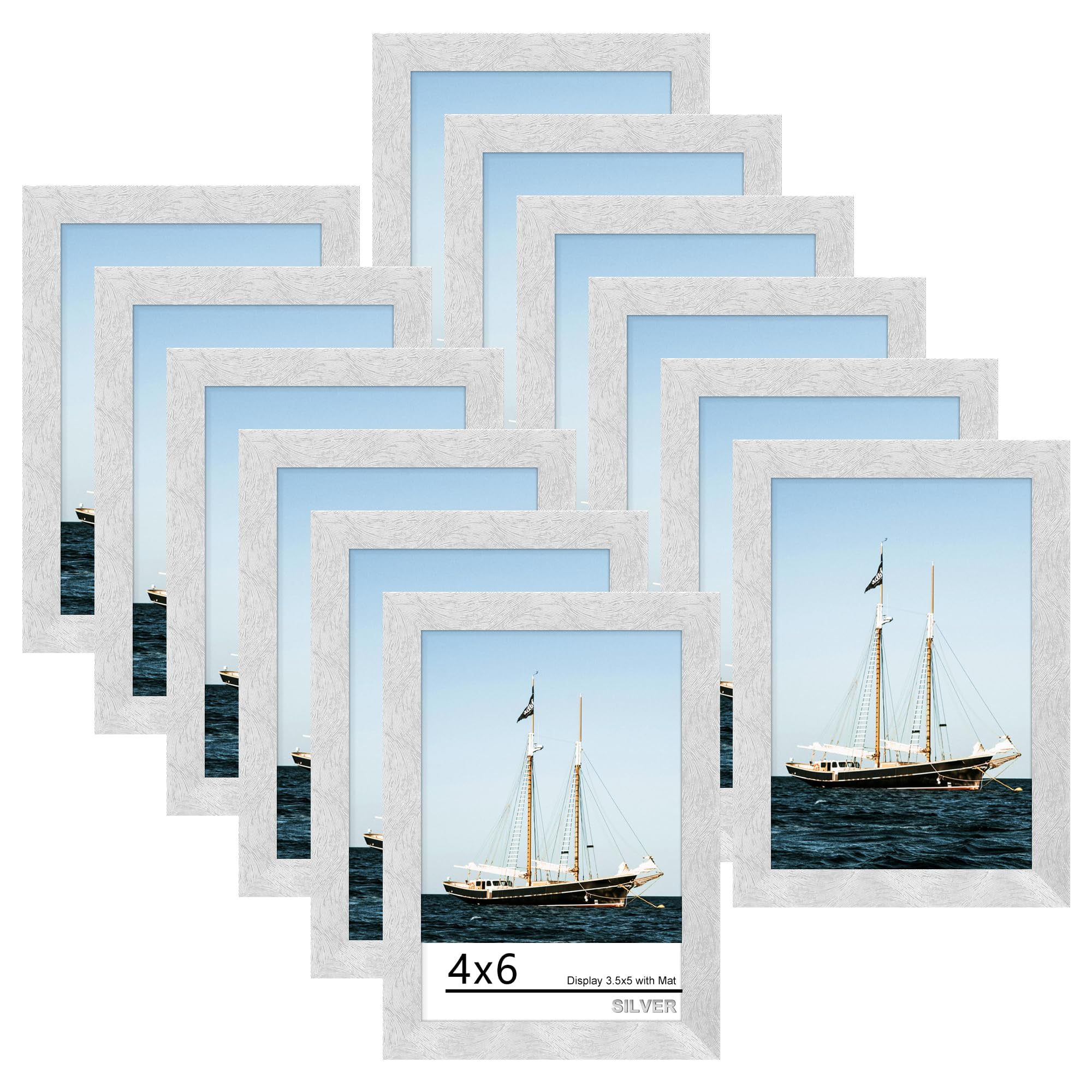 Picrit 8x10 Picture Frame Set of 12, Display 5x7 with Mat or 8x10 without Mat, Photo Frames for Wall Mounting or Table Top Display, Black