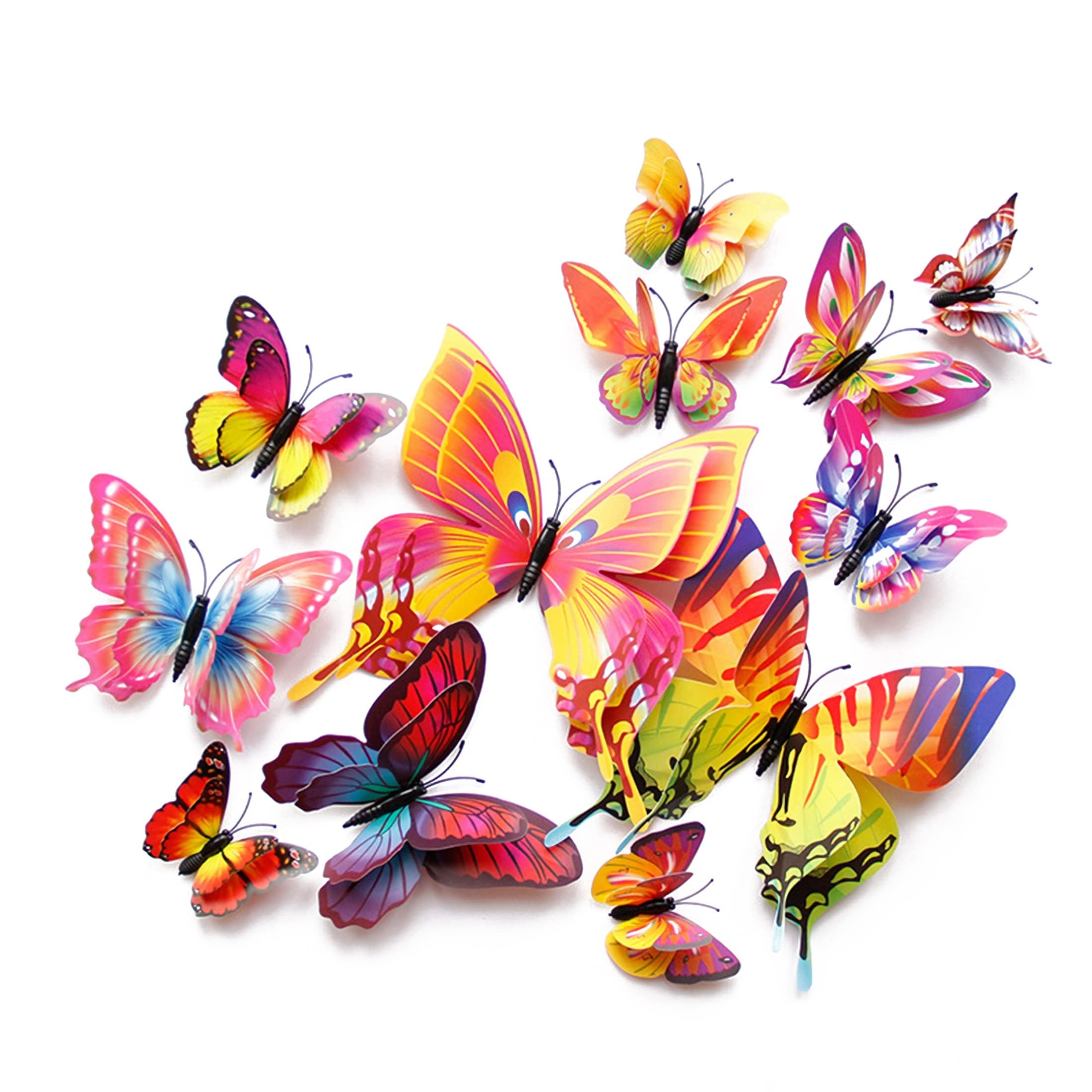 OPSEAM Butterfly Wall Decor 24/48 PCS, 3D Butterflies Stickers for Party Decorations with Magnets(Colorful, 24)