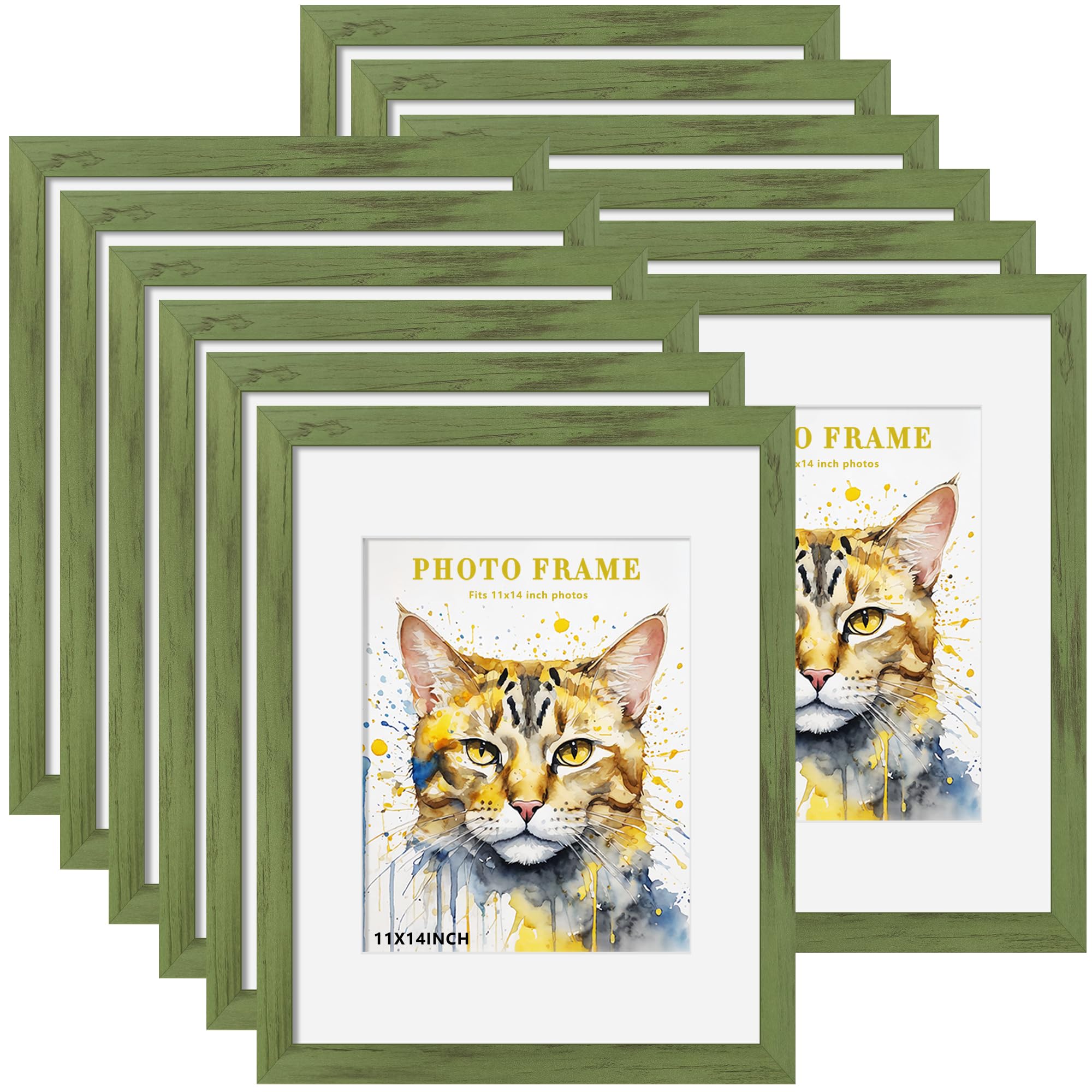 Picrit 8x10 Picture Frame Set of 12, Display 5x7 with Mat or 8x10 without Mat, Photo Frames for Wall Mounting or Table Top Display, Black