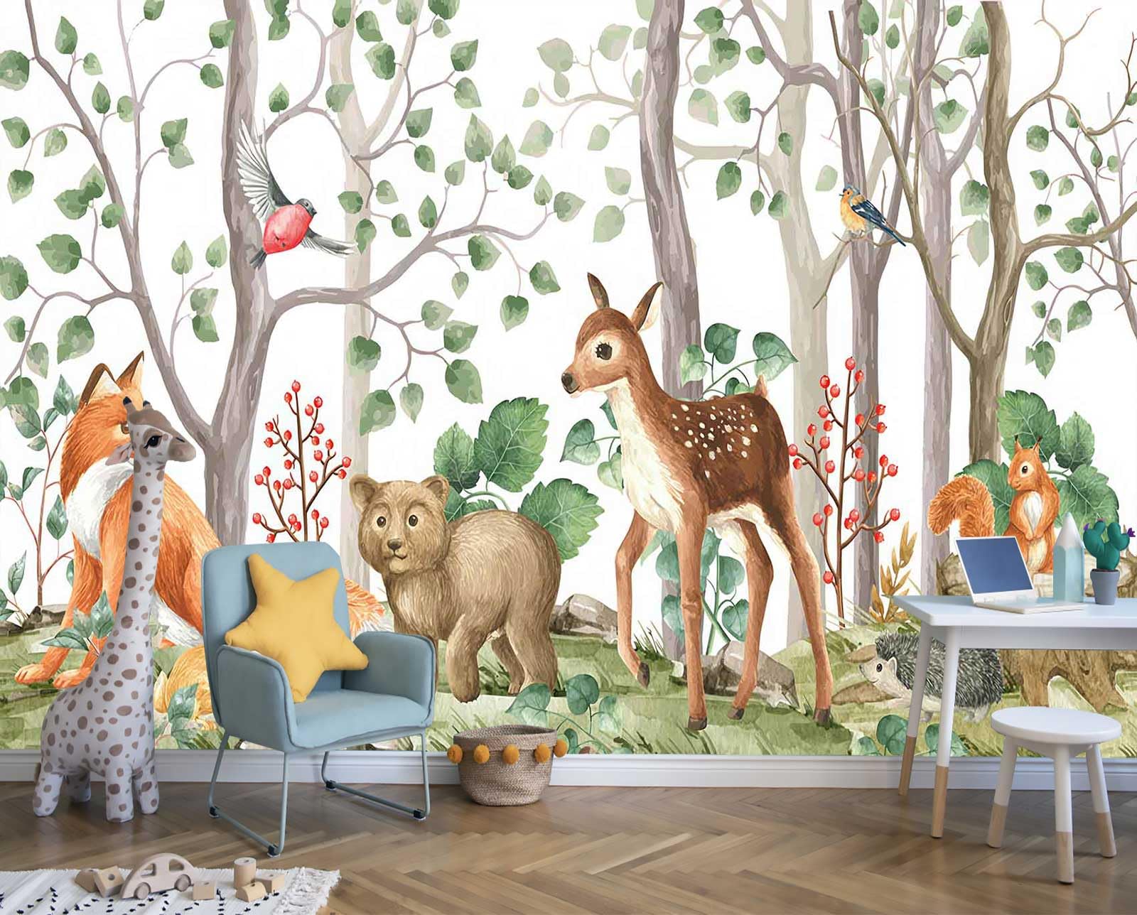 Reyhui Sunshine Forest Mural Wallpaper Landscape Tree Wallpaper Large Nature Scenery Wall Mural for Living Room (not self-Adhesive)