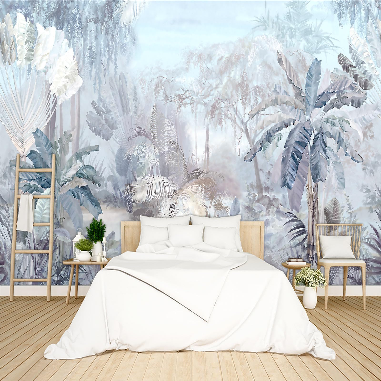 Tropical Rainforest Botanical Wallpaper Peel and Stick Wall Mural for Bedroom Living Room - 85"x118"
