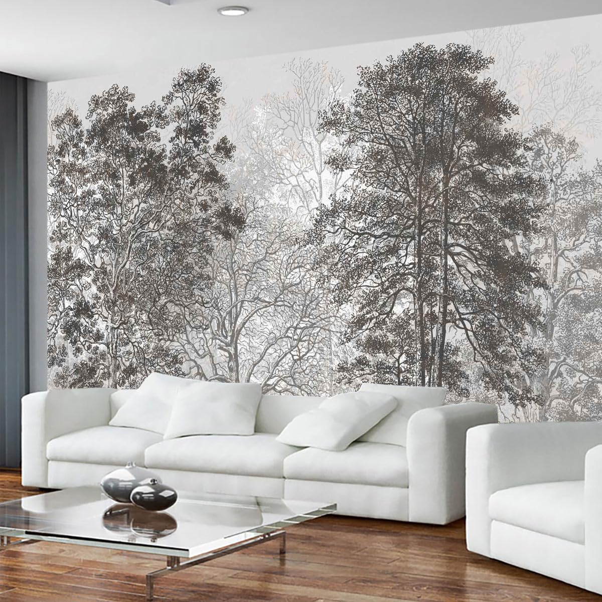 Reyhui Sunshine Forest Mural Wallpaper Landscape Tree Wallpaper Large Nature Scenery Wall Mural for Living Room (not self-Adhesive)