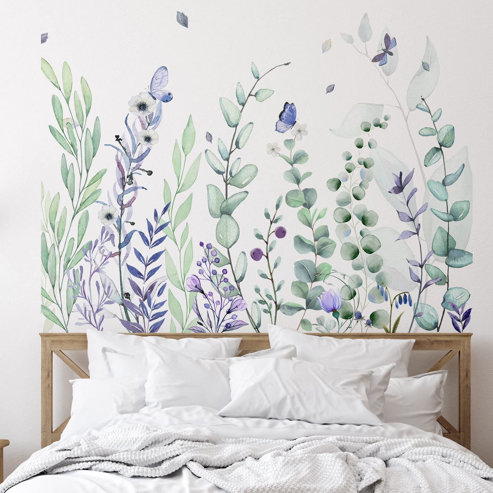 Zonon 6 Pcs Flowers Wall Decals Stickers Vinyl Removable Peel and Stick Colorful Dragonflies Floral Wall Murals Decor for Bedroom Living Room Nursery(Beautiful)