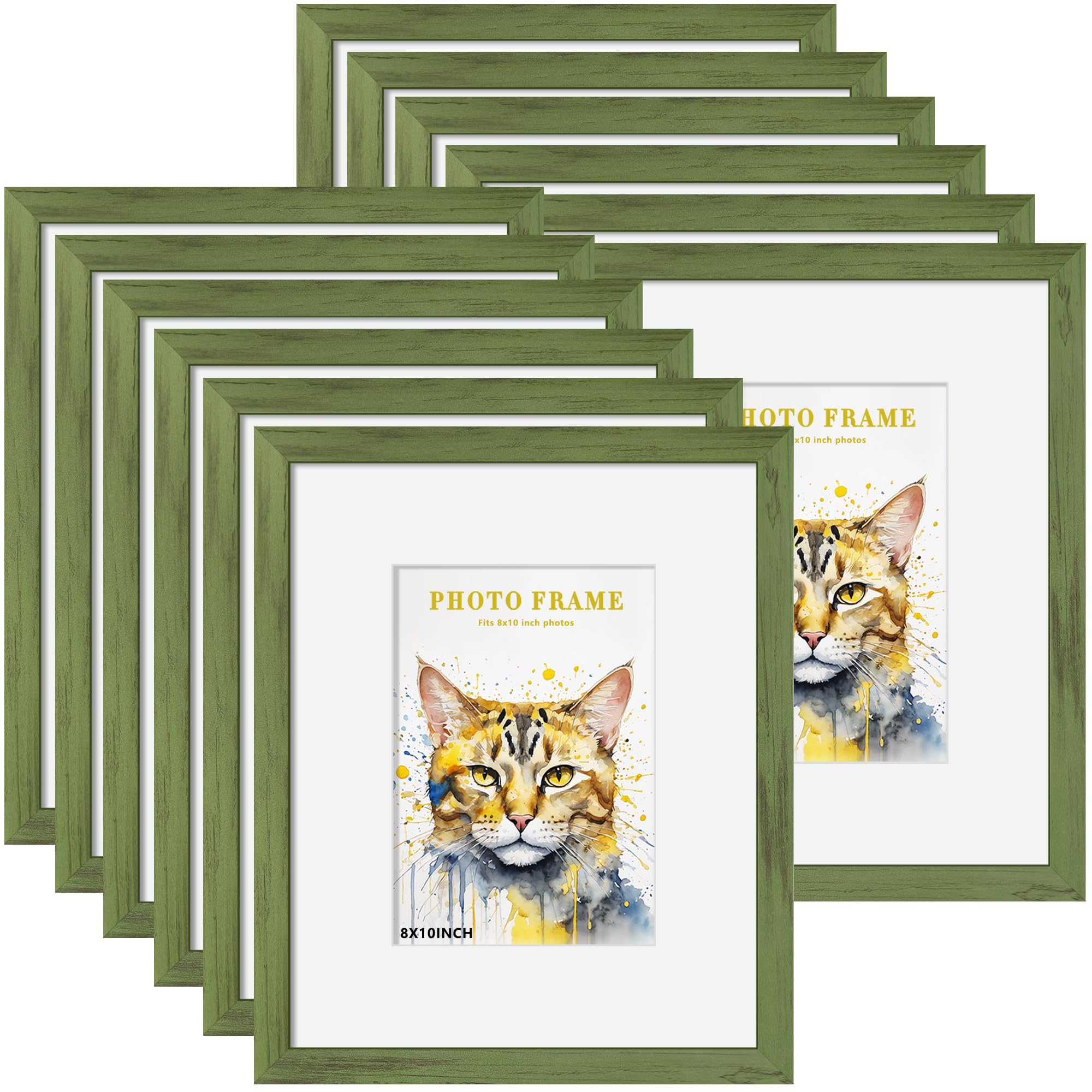 Picrit 8x10 Picture Frame Set of 12, Display 5x7 with Mat or 8x10 without Mat, Photo Frames for Wall Mounting or Table Top Display, Black