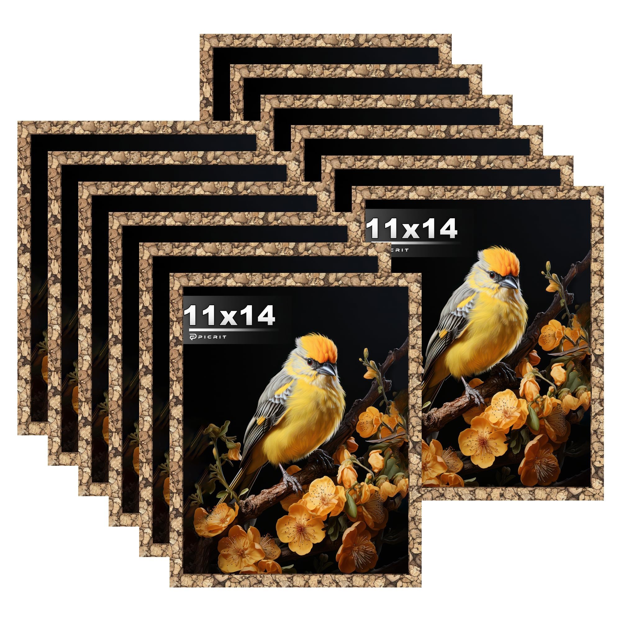 Picrit 8x10 Picture Frame Set of 12, Display 5x7 with Mat or 8x10 without Mat, Photo Frames for Wall Mounting or Table Top Display, Black