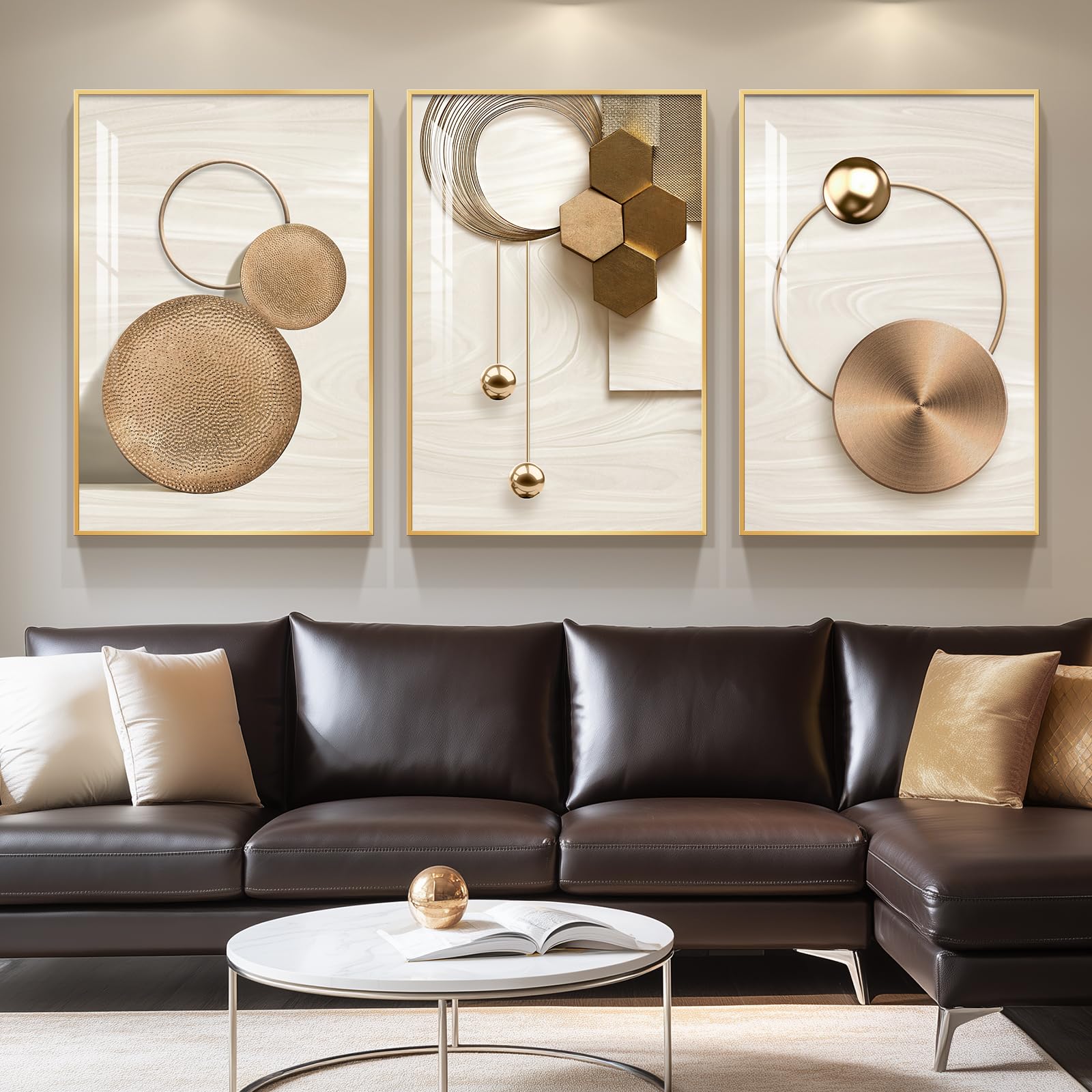 Large Framed Modern Abstract Wall Art for Living Room, Minimalist Bright Style Prints Wall Paintings Artwork for Walls, Silver Gray Contemporary Luxury Pictures for Hallway, Office Wall Decor 24x36 In