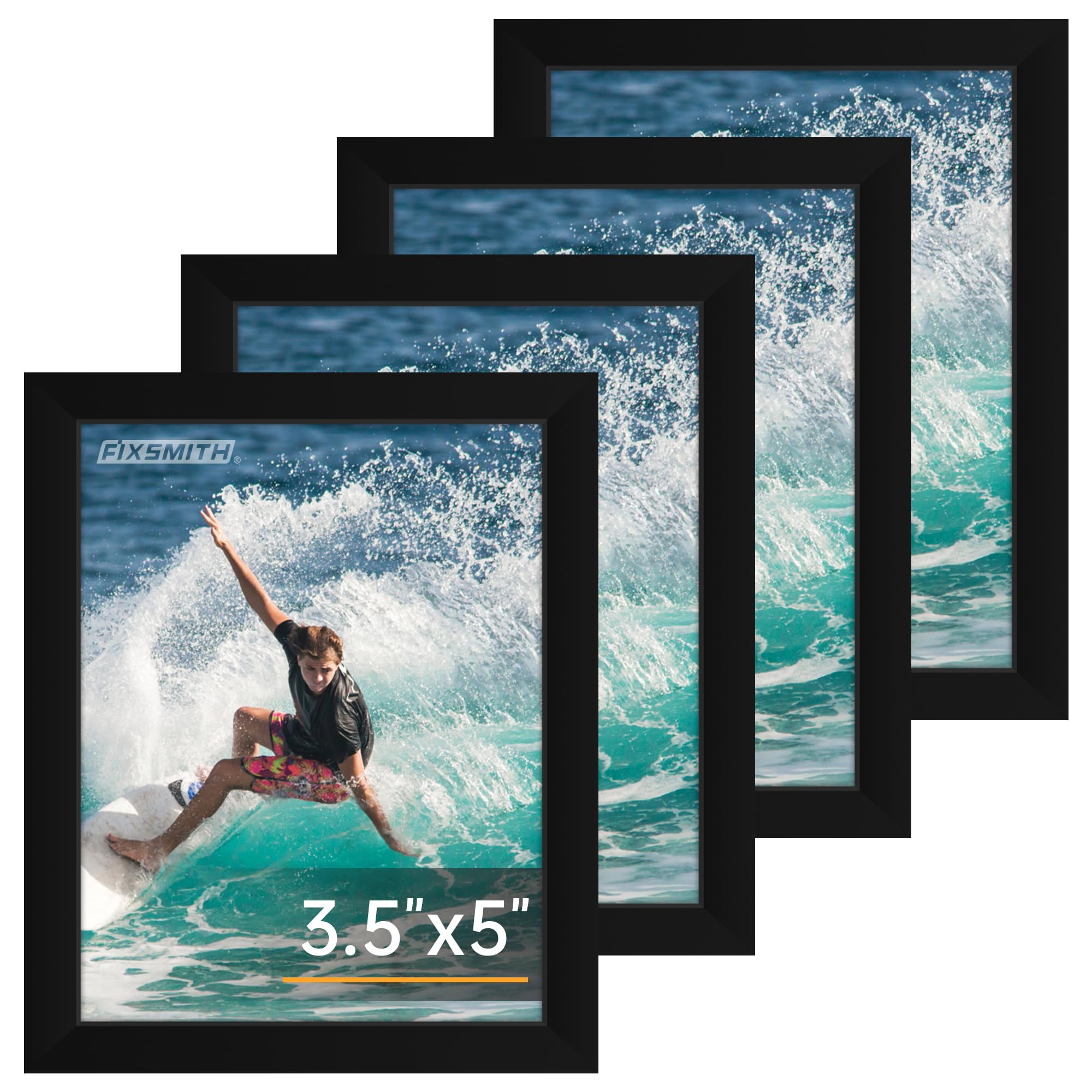 FIXSMITH 5x7 Picture Frame Set of 10, Photo Frame Bulk with HD Plexiglass, Display Pictures 4x6 with Mat or 5x7 Without Mat Multi Picture Frames Collage for Tabletop or Wall Display, Black