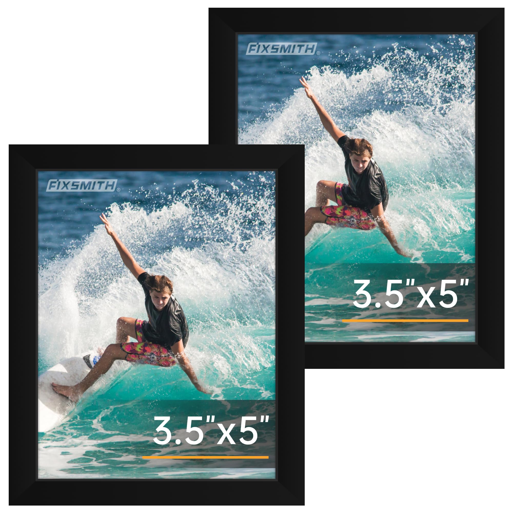 FIXSMITH 5x7 Picture Frame Set of 10, Photo Frame Bulk with HD Plexiglass, Display Pictures 4x6 with Mat or 5x7 Without Mat Multi Picture Frames Collage for Tabletop or Wall Display, Black