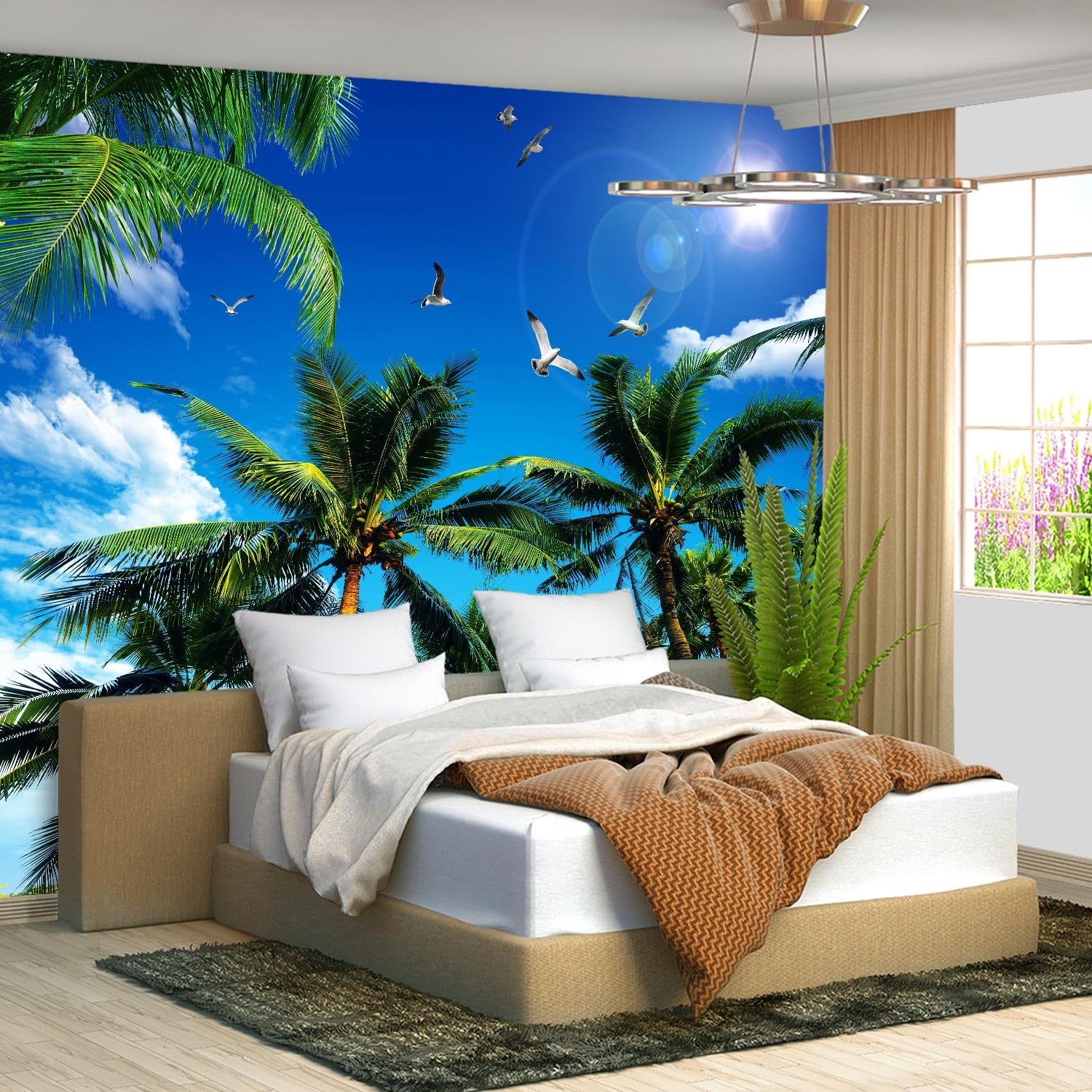 Brooklyn Bridge City View Mural Living Room couches Extra Large wall murals new york Cities Wallpaper Bedroom California Picture Landscape - 108"x75"（It's not Peel and Stick.）