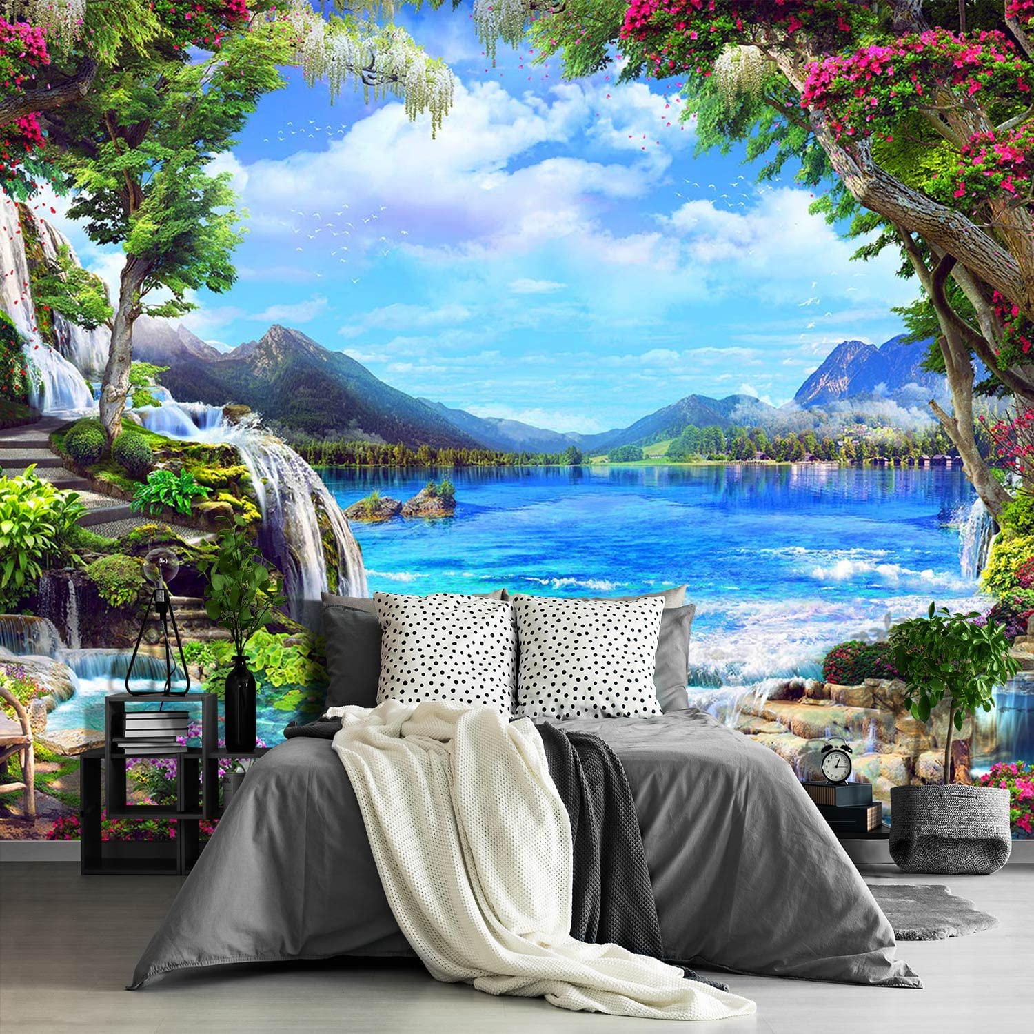 Brooklyn Bridge City View Mural Living Room couches Extra Large wall murals new york Cities Wallpaper Bedroom California Picture Landscape - 108"x75"（It's not Peel and Stick.）
