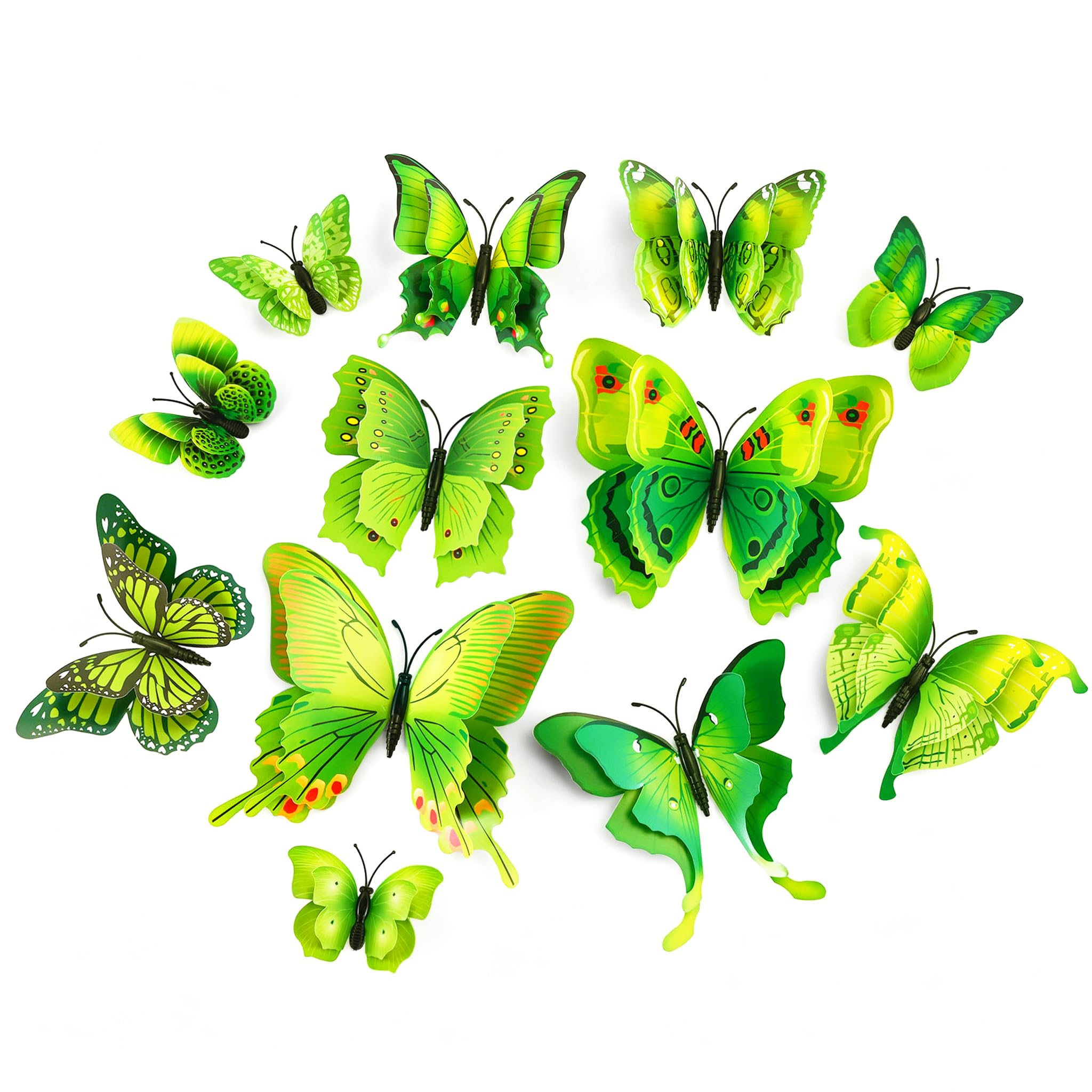 SAOROPEB 3D Butterfly Wall Decor, 24 Pcs Double Layer Butterfly Decorations for Party Decorations Locker Decor Refrigerator Decal, Reusable (Colorful)