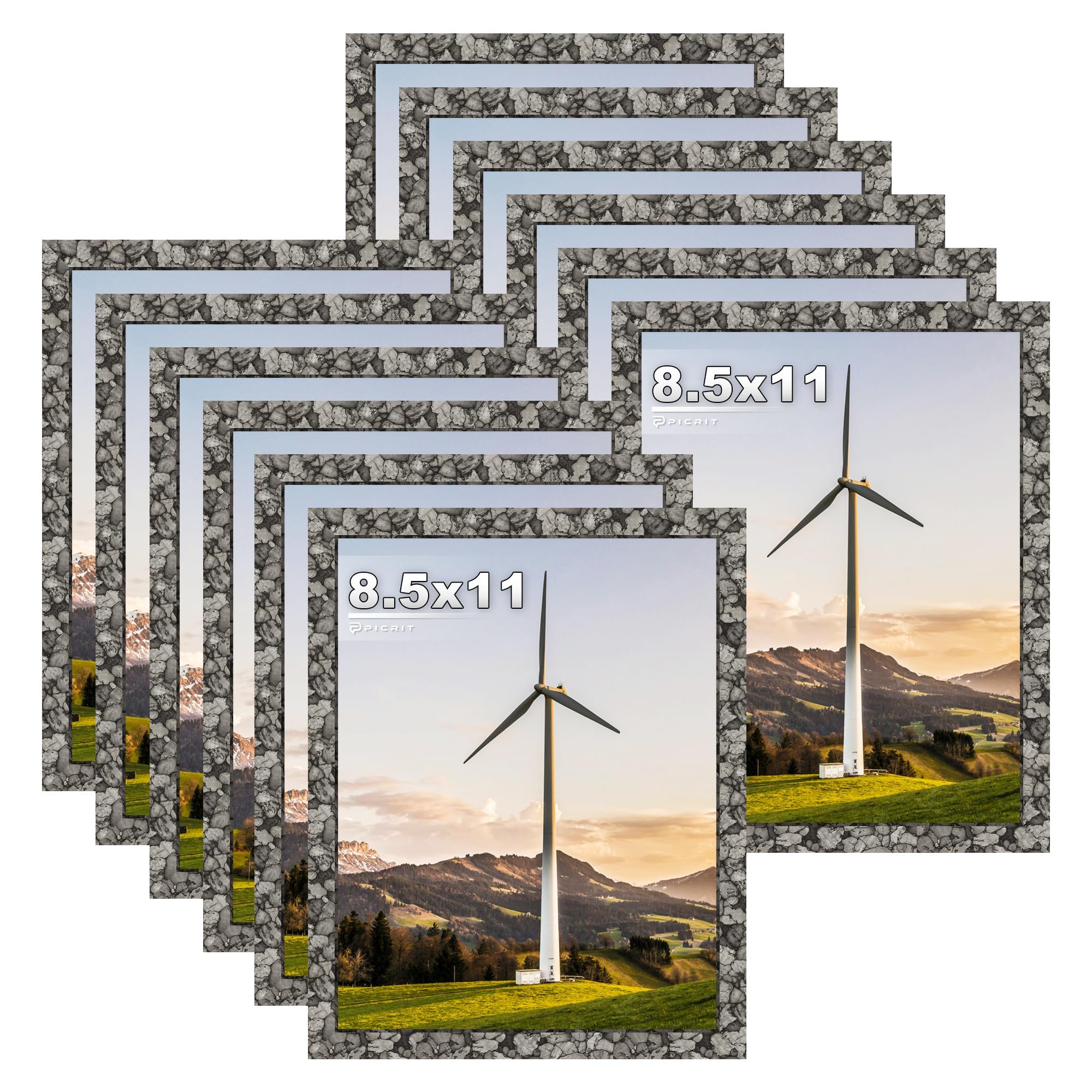 Picrit 8x10 Picture Frame Set of 12, Display 5x7 with Mat or 8x10 without Mat, Photo Frames for Wall Mounting or Table Top Display, Black