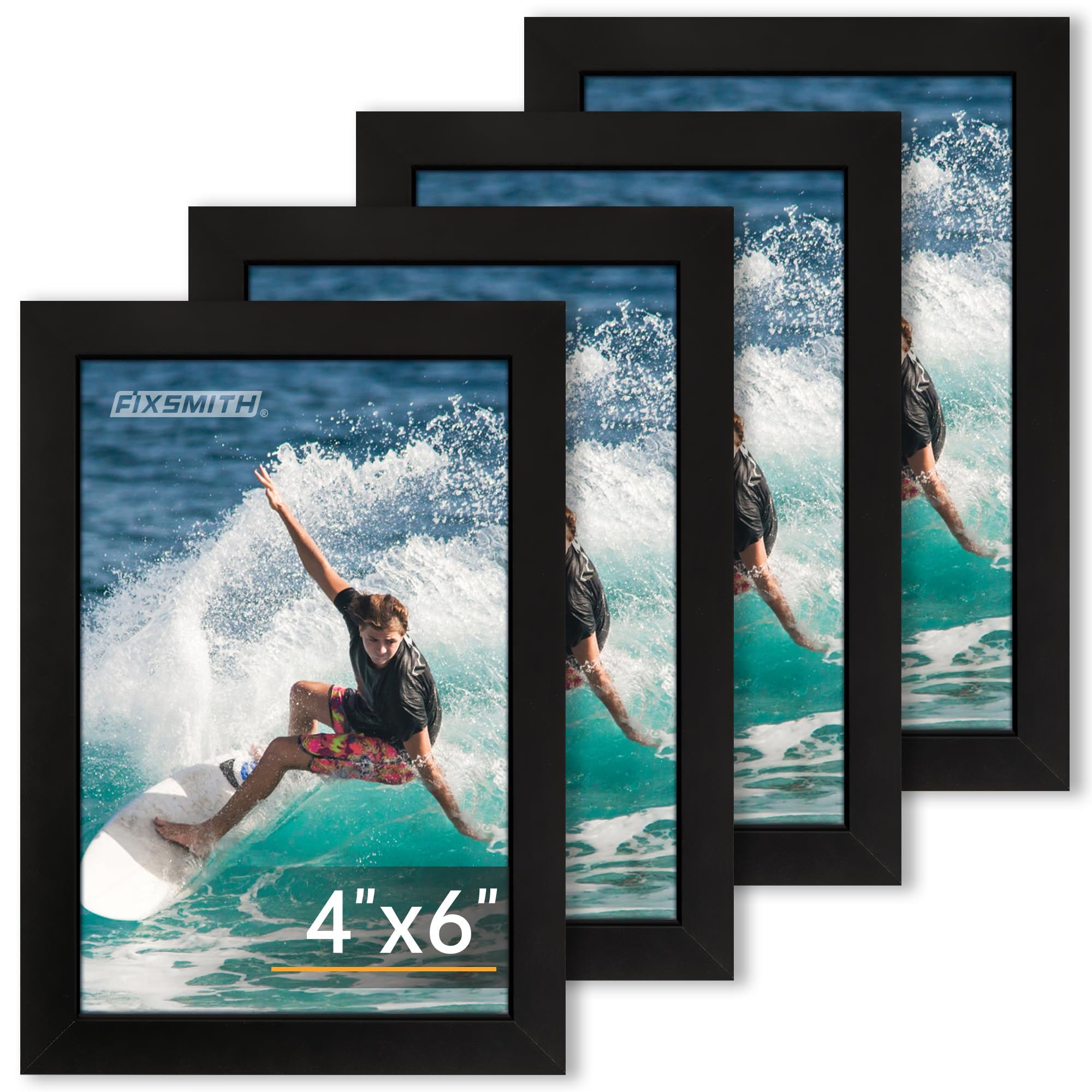 FIXSMITH 5x7 Picture Frame Set of 10, Photo Frame Bulk with HD Plexiglass, Display Pictures 4x6 with Mat or 5x7 Without Mat Multi Picture Frames Collage for Tabletop or Wall Display, Black