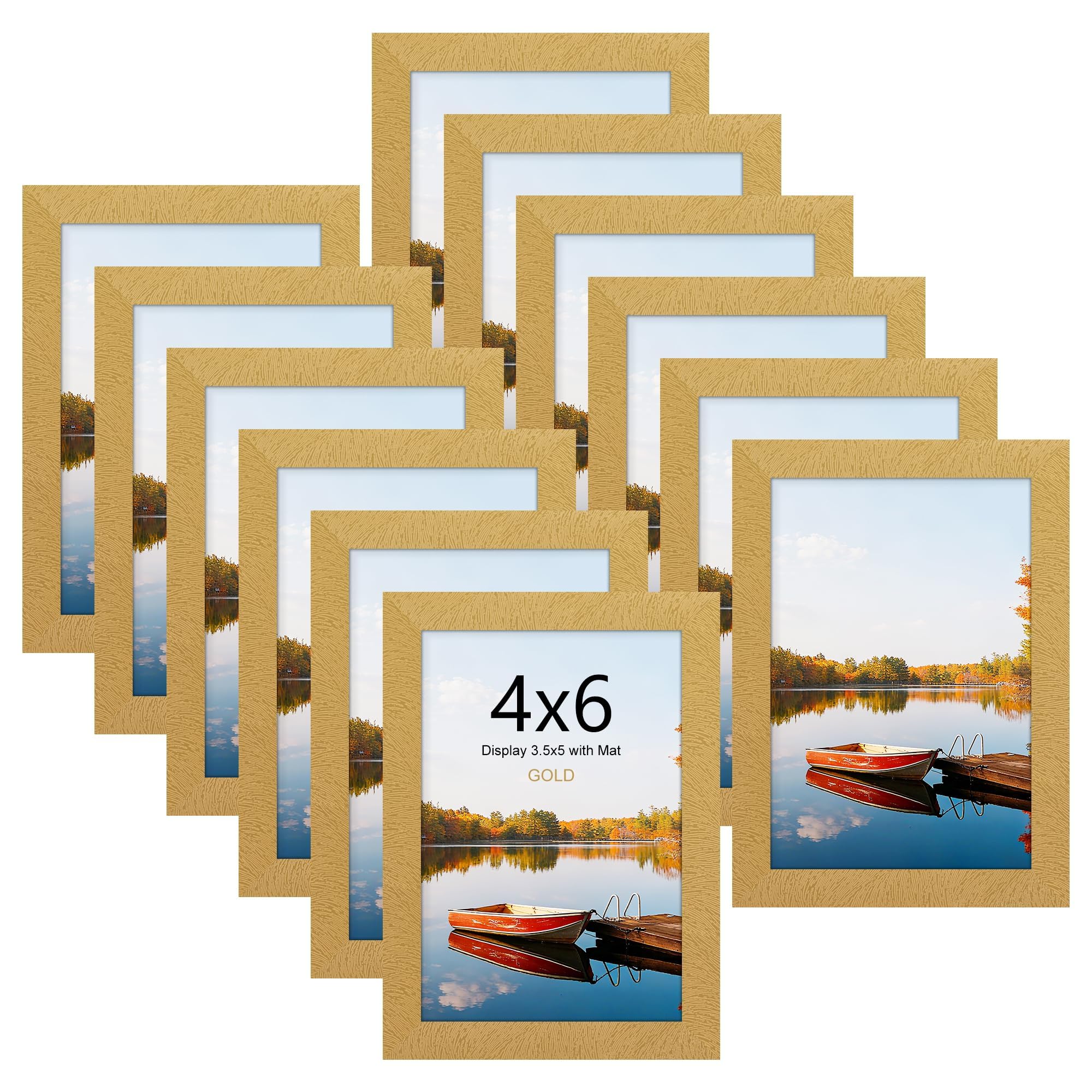 Picrit 8x10 Picture Frame Set of 12, Display 5x7 with Mat or 8x10 without Mat, Photo Frames for Wall Mounting or Table Top Display, Black