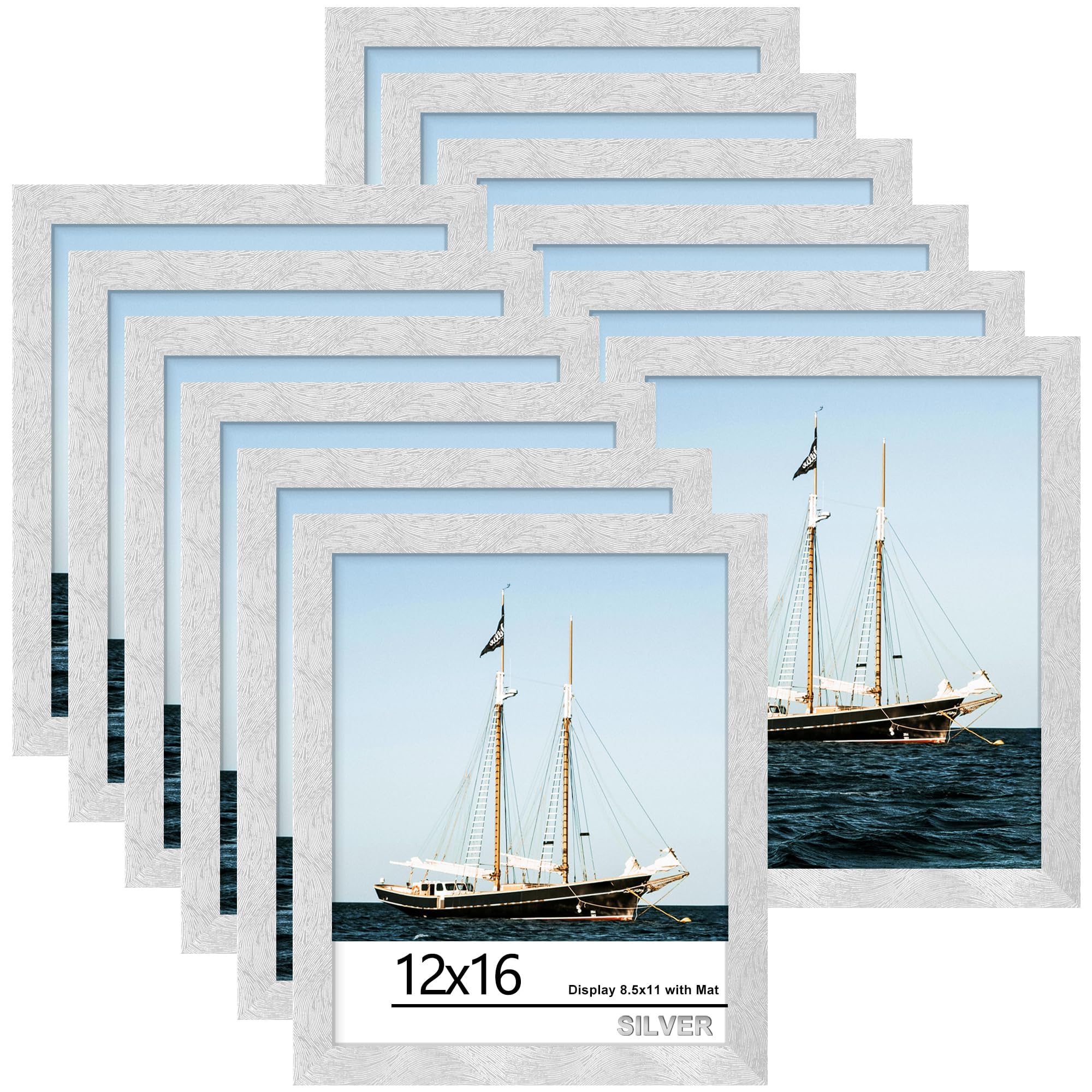 Picrit 8x10 Picture Frame Set of 12, Display 5x7 with Mat or 8x10 without Mat, Photo Frames for Wall Mounting or Table Top Display, Black