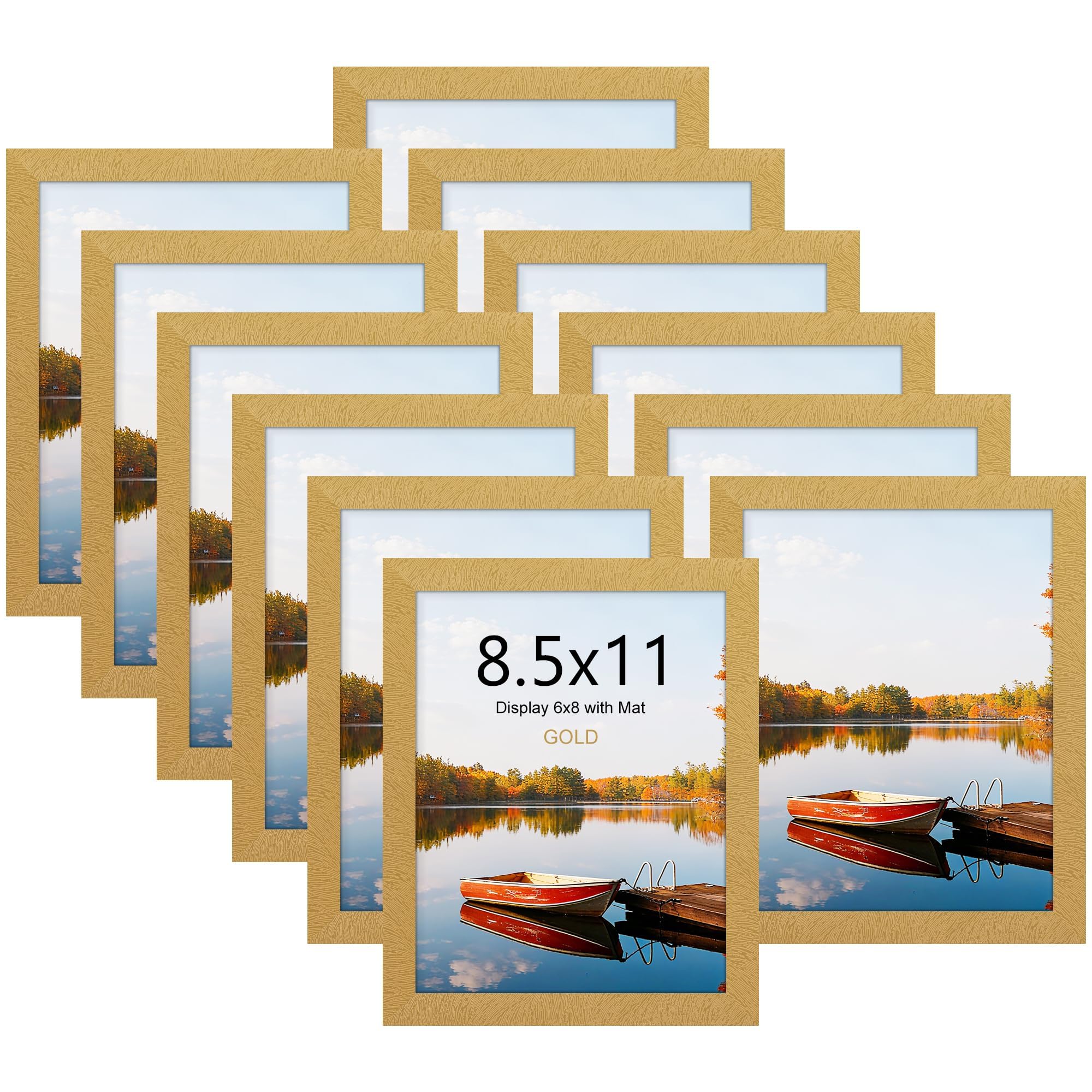 Picrit 8x10 Picture Frame Set of 12, Display 5x7 with Mat or 8x10 without Mat, Photo Frames for Wall Mounting or Table Top Display, Black