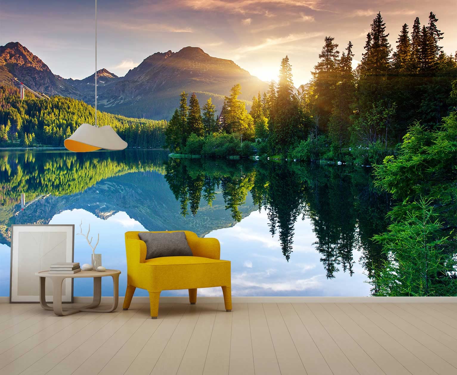 Reyhui Sunshine Forest Mural Wallpaper Landscape Tree Wallpaper Large Nature Scenery Wall Mural for Living Room (not self-Adhesive)
