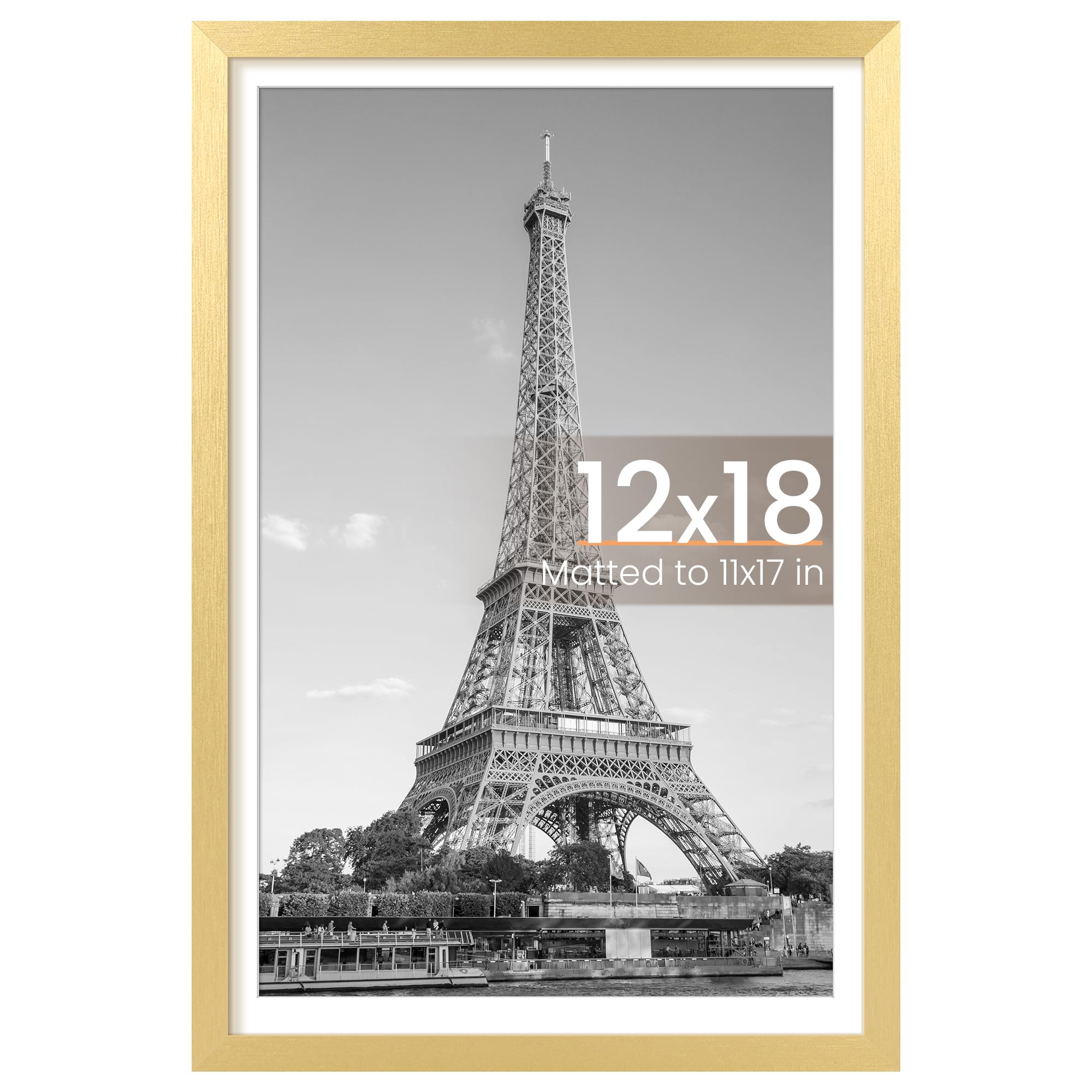 upsimples 12x16 Picture Frame, Display Pictures 8.5x11 with Mat or 12x16 Without Mat, Wall Hanging Photo Frame, Black, 1 Pack