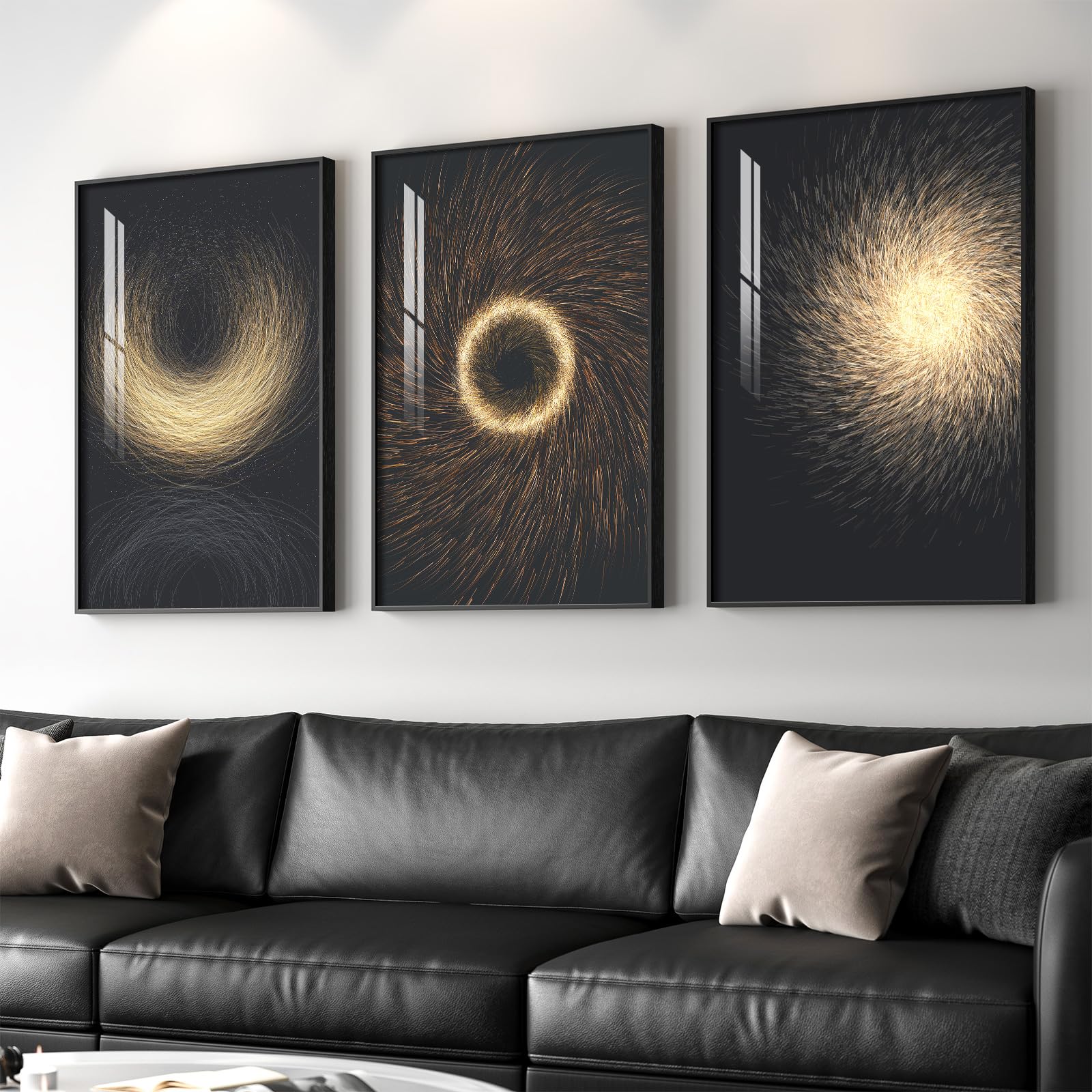 Large Framed Modern Abstract Wall Art for Living Room, Minimalist Bright Style Prints Wall Paintings Artwork for Walls, Silver Gray Contemporary Luxury Pictures for Hallway, Office Wall Decor 24x36 In