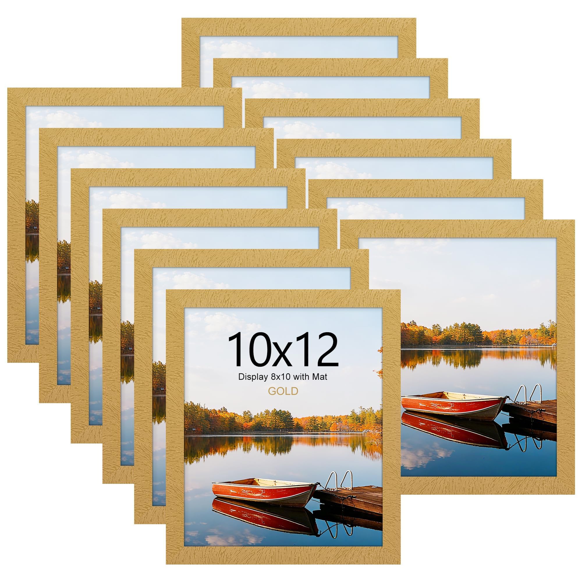 Picrit 8x10 Picture Frame Set of 12, Display 5x7 with Mat or 8x10 without Mat, Photo Frames for Wall Mounting or Table Top Display, Black