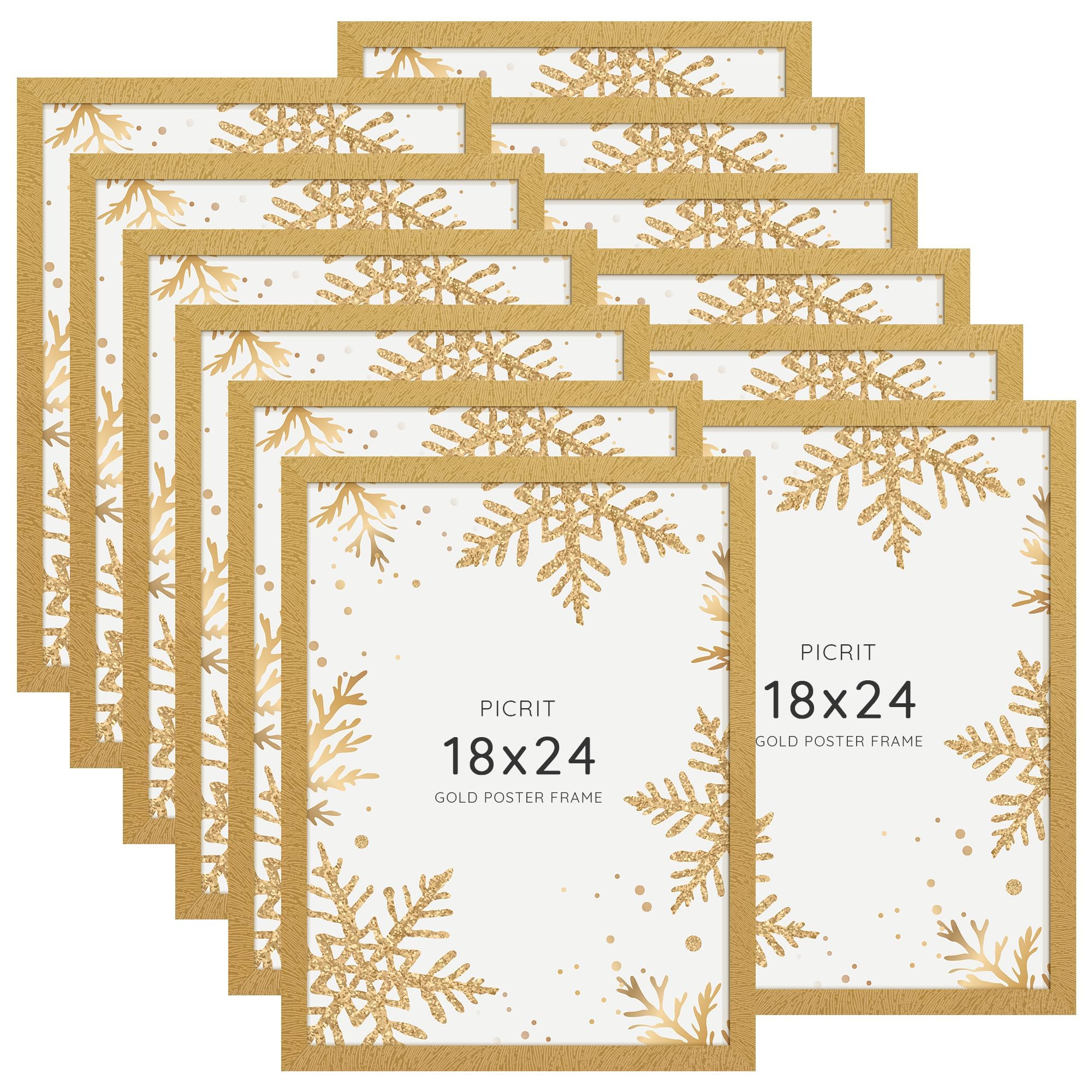 Picrit 8x10 Picture Frame Set of 12, Display 5x7 with Mat or 8x10 without Mat, Photo Frames for Wall Mounting or Table Top Display, Black