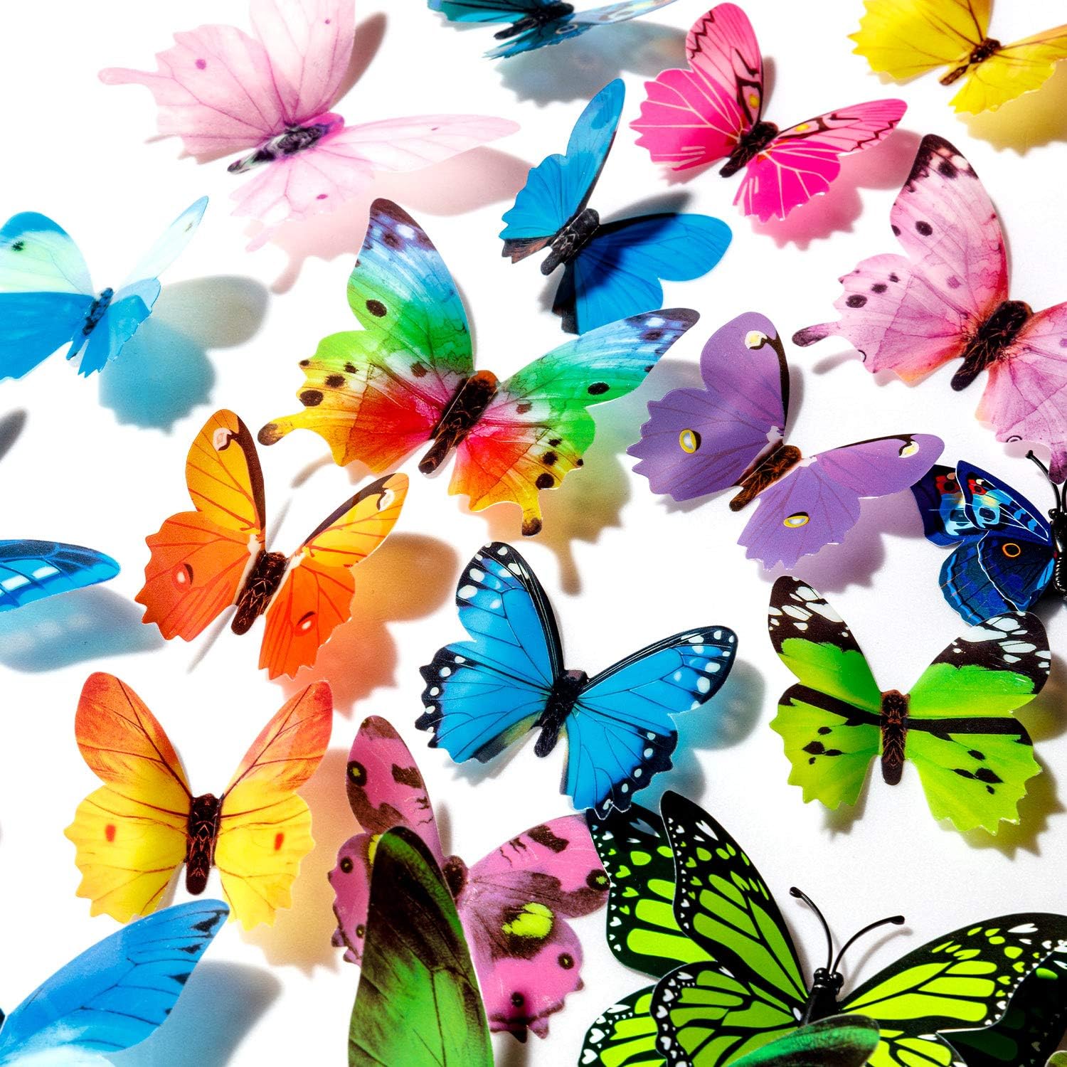 120PCS 3D Colorful Butterfly Wall Stickers, Butterfly Wall Decals, Removable Butterflies DIY Art Decor Crafts for Party Offices Bedroom Room Sticker Set