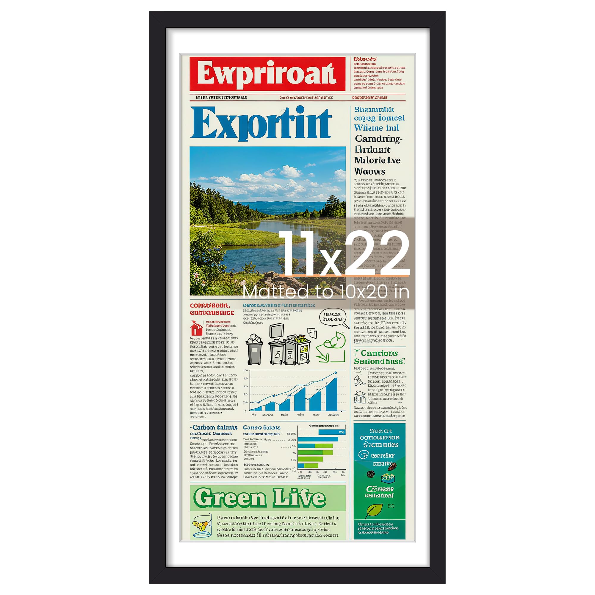 upsimples 11x17 Picture Frame, Display Pictures 9x15 with Mat or 11 x 17 Without, Wall Hanging Poster Frames, Black, 1 Pack