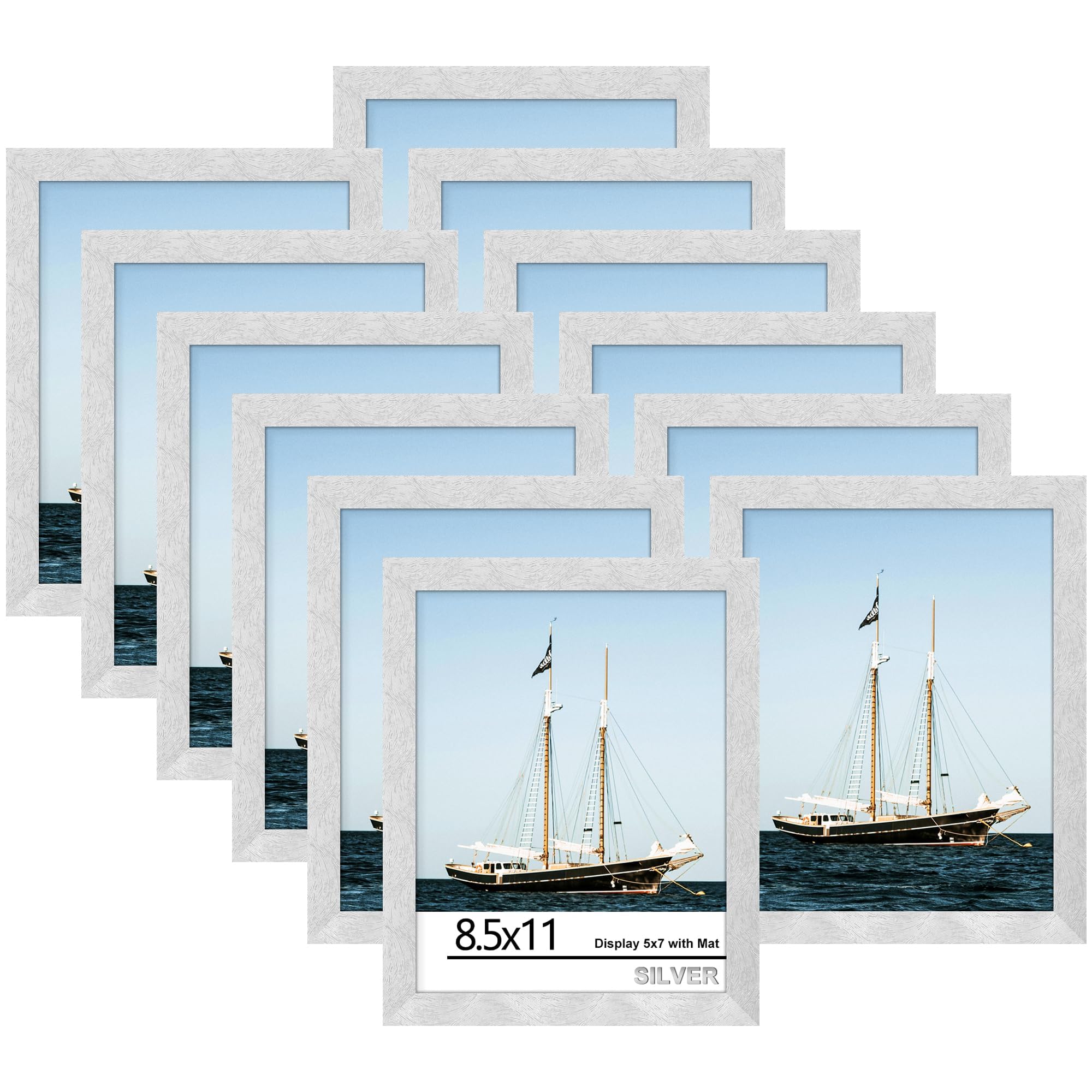 Picrit 8x10 Picture Frame Set of 12, Display 5x7 with Mat or 8x10 without Mat, Photo Frames for Wall Mounting or Table Top Display, Black