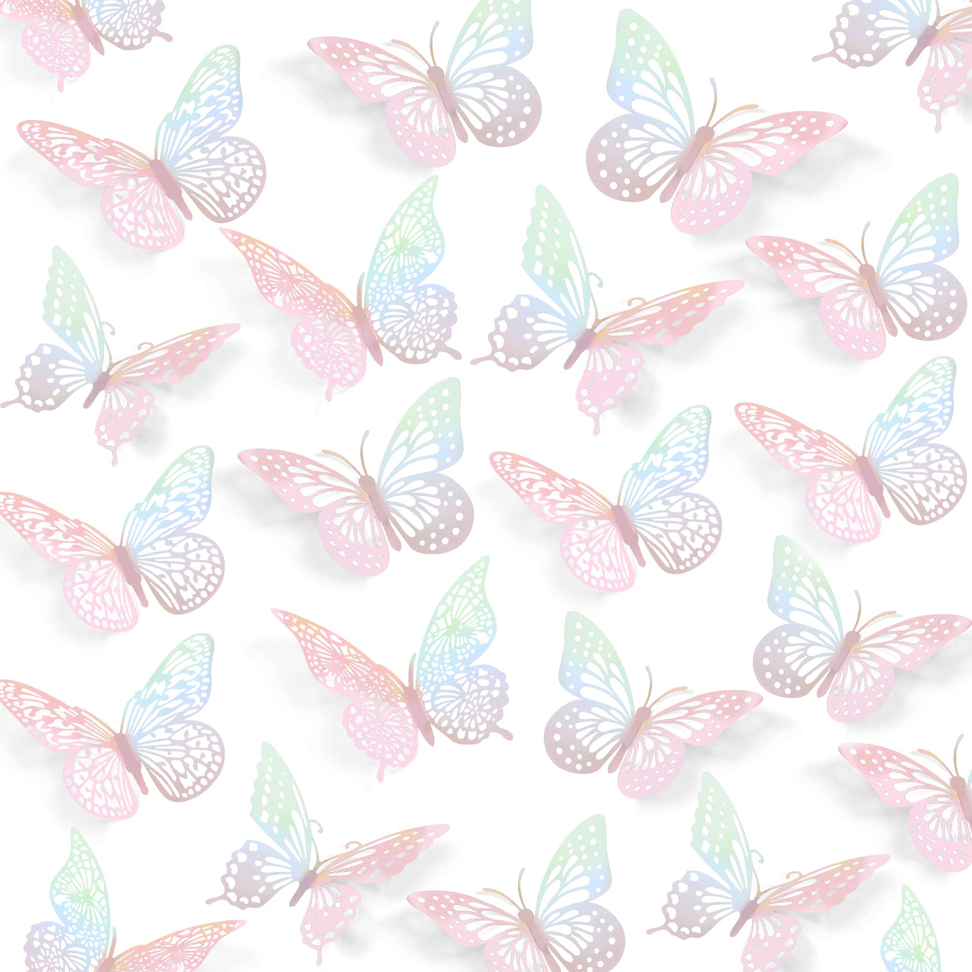 SAOROPEB 3D Butterfly Wall Decor - 48 Pcs, 4 Styles, 3 Sizes, Gold Butterfly Decorations for Birthday & Party Celebrations, Removable Stickers