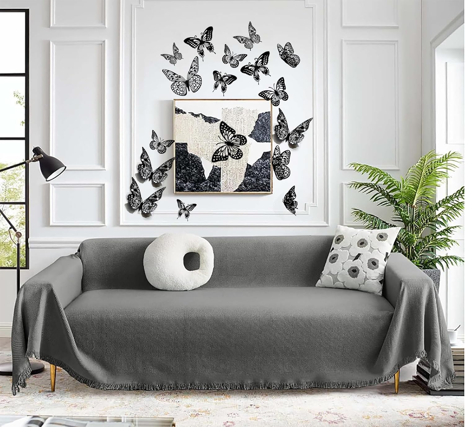 JOSDIOX 3D Black Butterfly Wall Stickers - 48 Pcs with 4 Styles & 3 Sizes, Removable Decor for Party Birthday Wedding Cake Balloon Decoration（48 Black