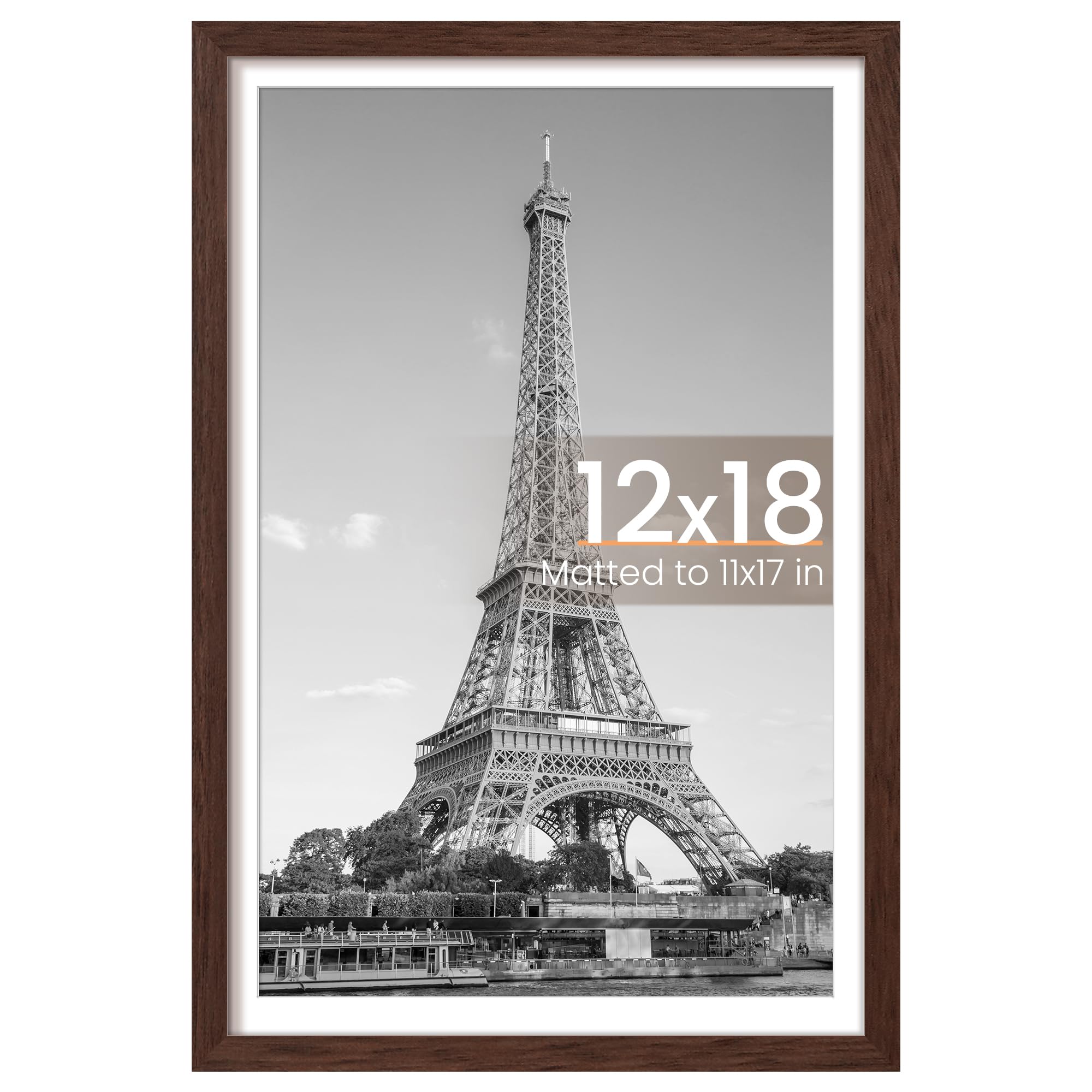 upsimples 12x16 Picture Frame, Display Pictures 8.5x11 with Mat or 12x16 Without Mat, Wall Hanging Photo Frame, Black, 1 Pack