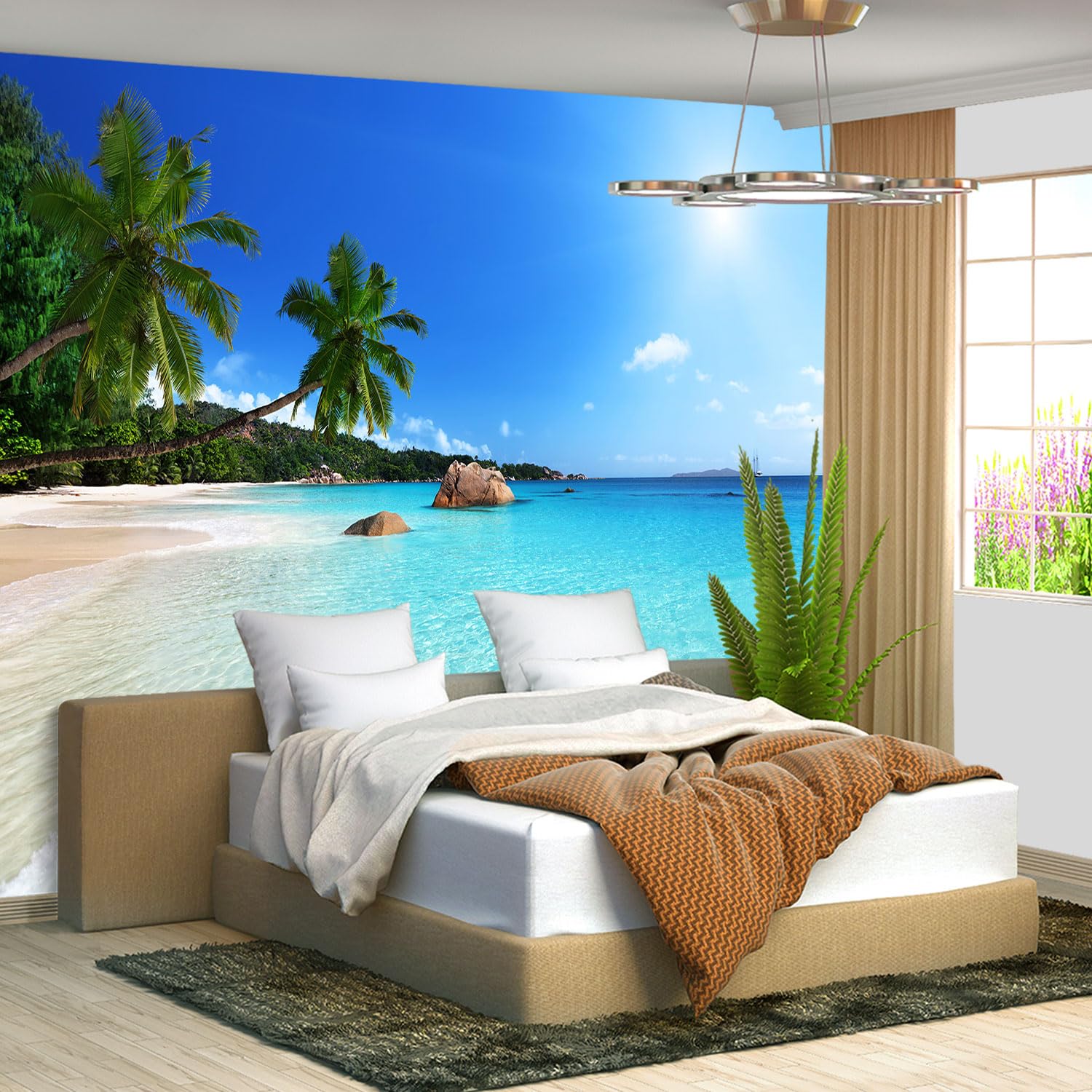 Brooklyn Bridge City View Mural Living Room couches Extra Large wall murals new york Cities Wallpaper Bedroom California Picture Landscape - 108"x75"（It's not Peel and Stick.）