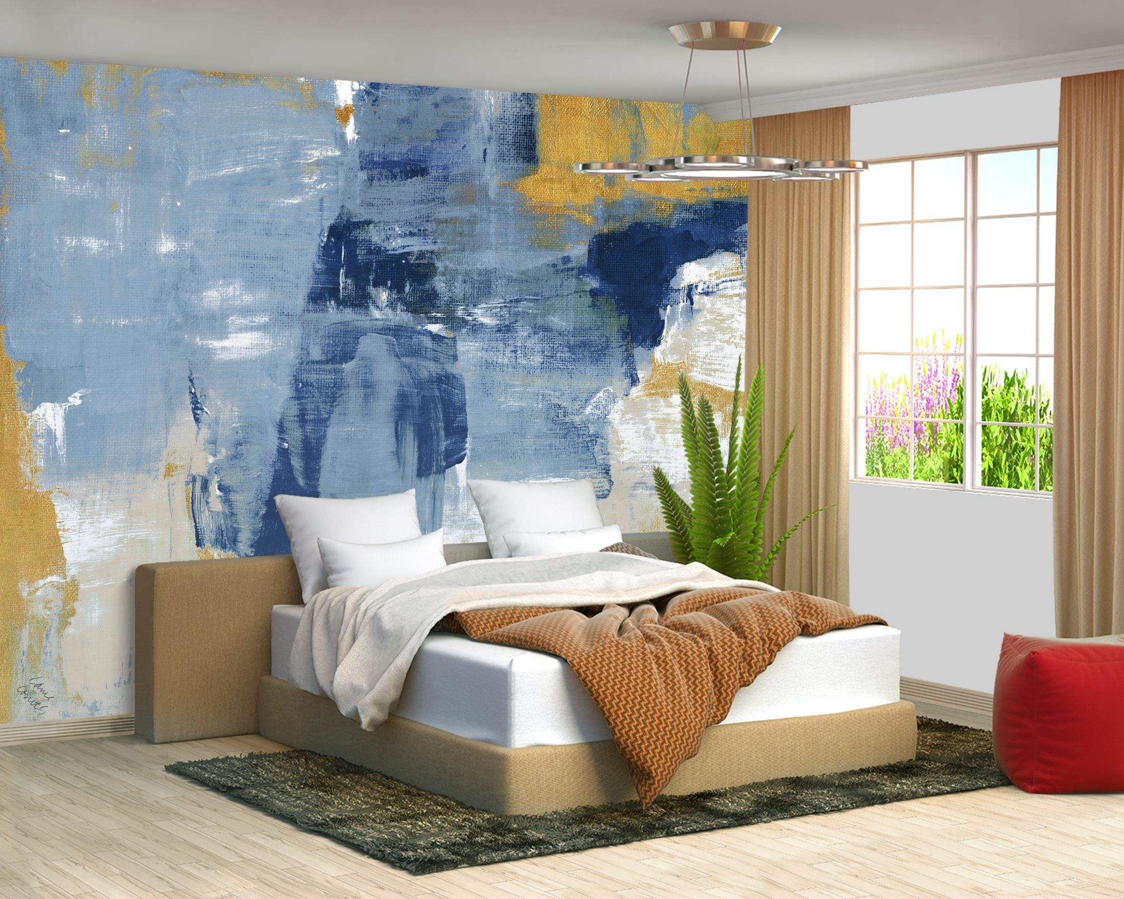 Brooklyn Bridge City View Mural Living Room couches Extra Large wall murals new york Cities Wallpaper Bedroom California Picture Landscape - 108"x75"（It's not Peel and Stick.）