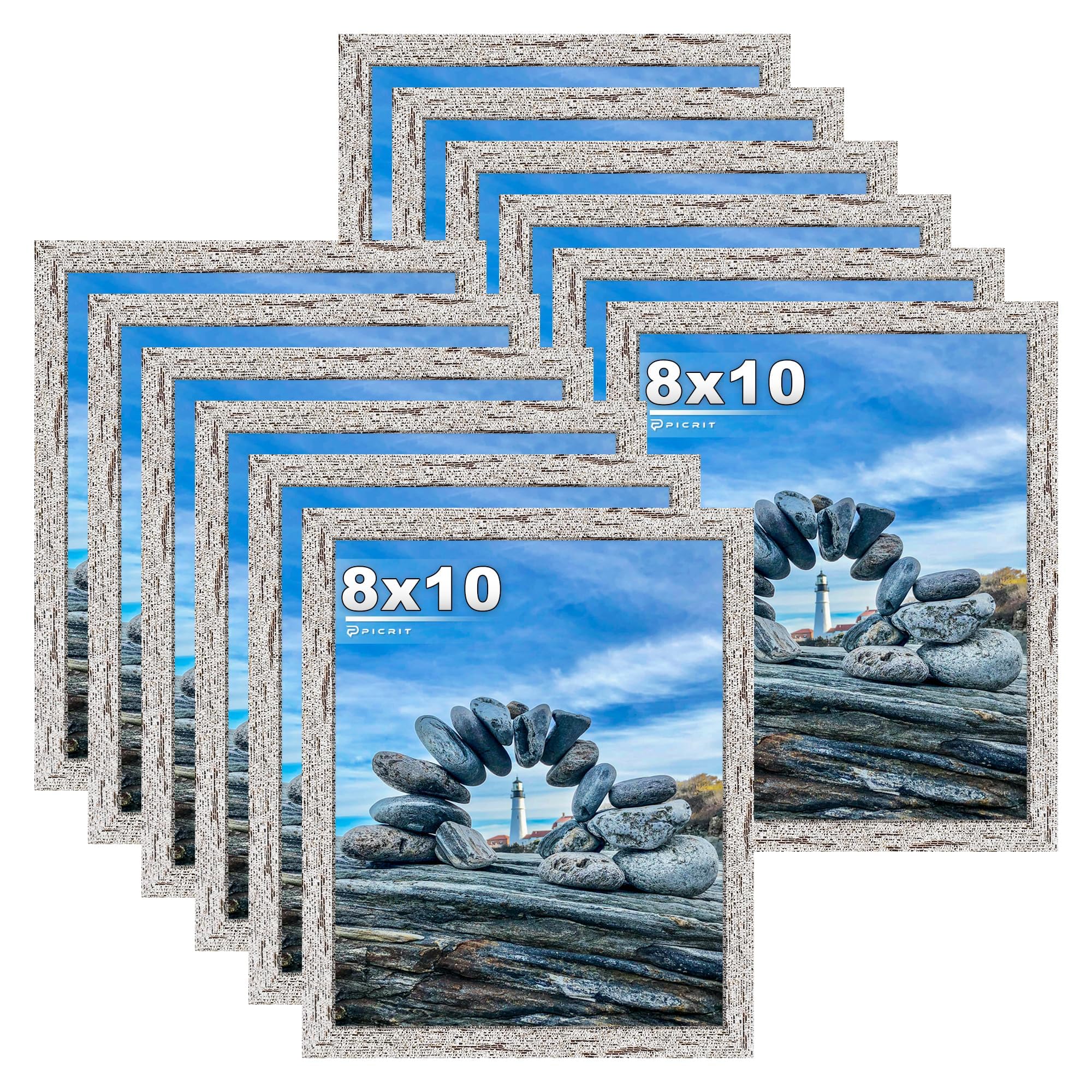 Picrit 8x10 Picture Frame Set of 12, Display 5x7 with Mat or 8x10 without Mat, Photo Frames for Wall Mounting or Table Top Display, Black