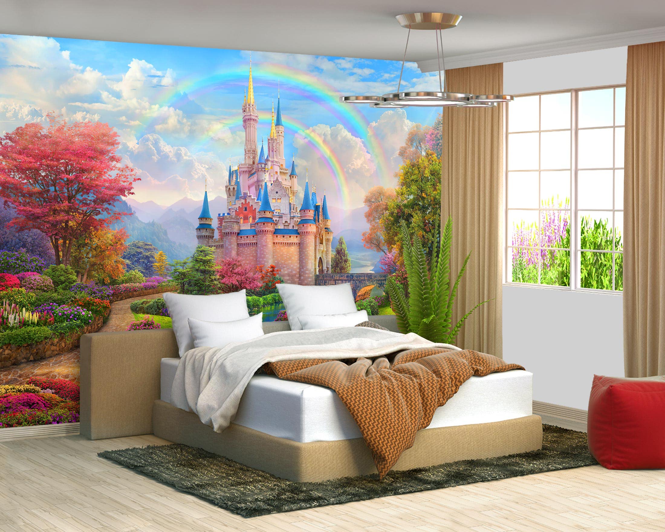 Brooklyn Bridge City View Mural Living Room couches Extra Large wall murals new york Cities Wallpaper Bedroom California Picture Landscape - 108"x75"（It's not Peel and Stick.）