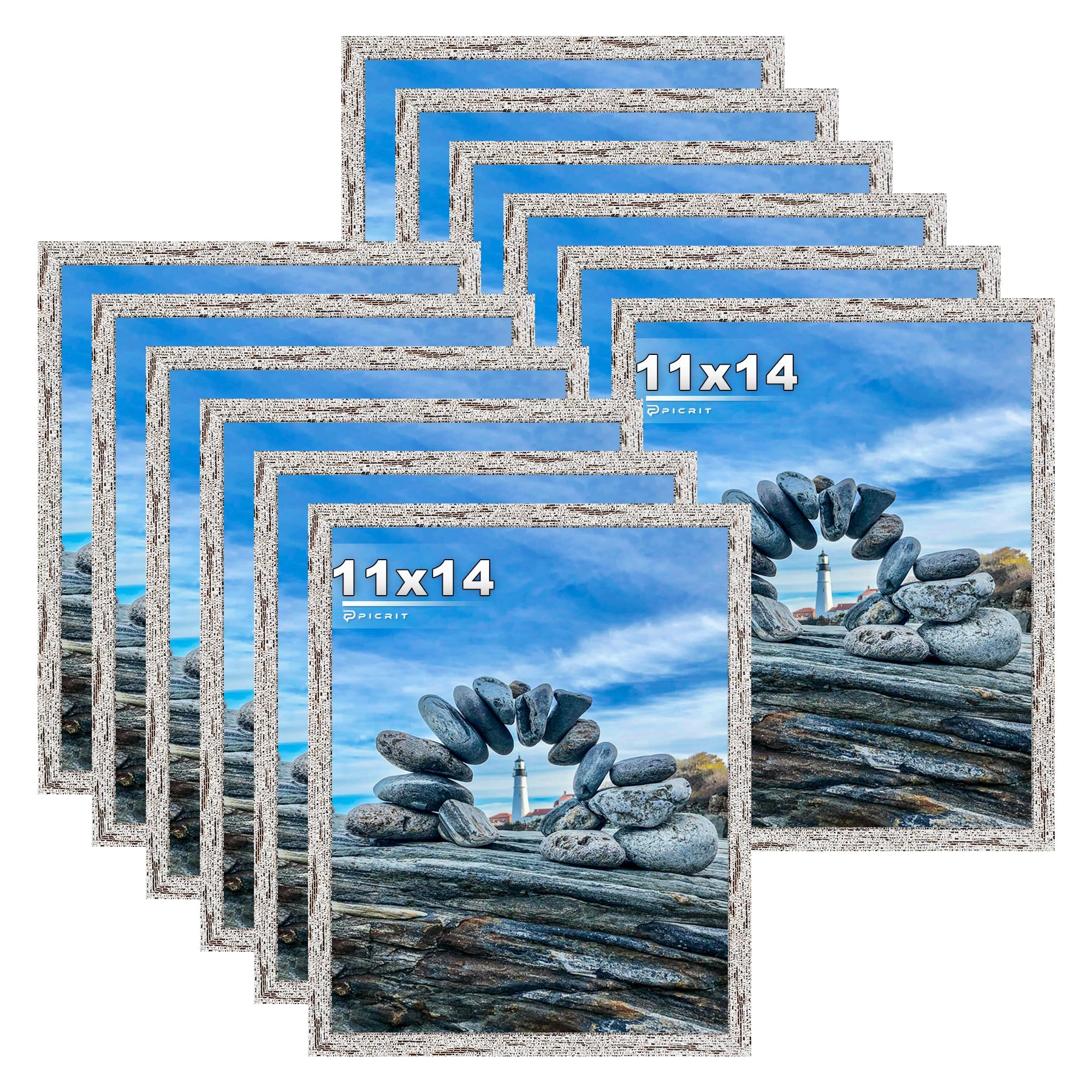 Picrit 8x10 Picture Frame Set of 12, Display 5x7 with Mat or 8x10 without Mat, Photo Frames for Wall Mounting or Table Top Display, Black