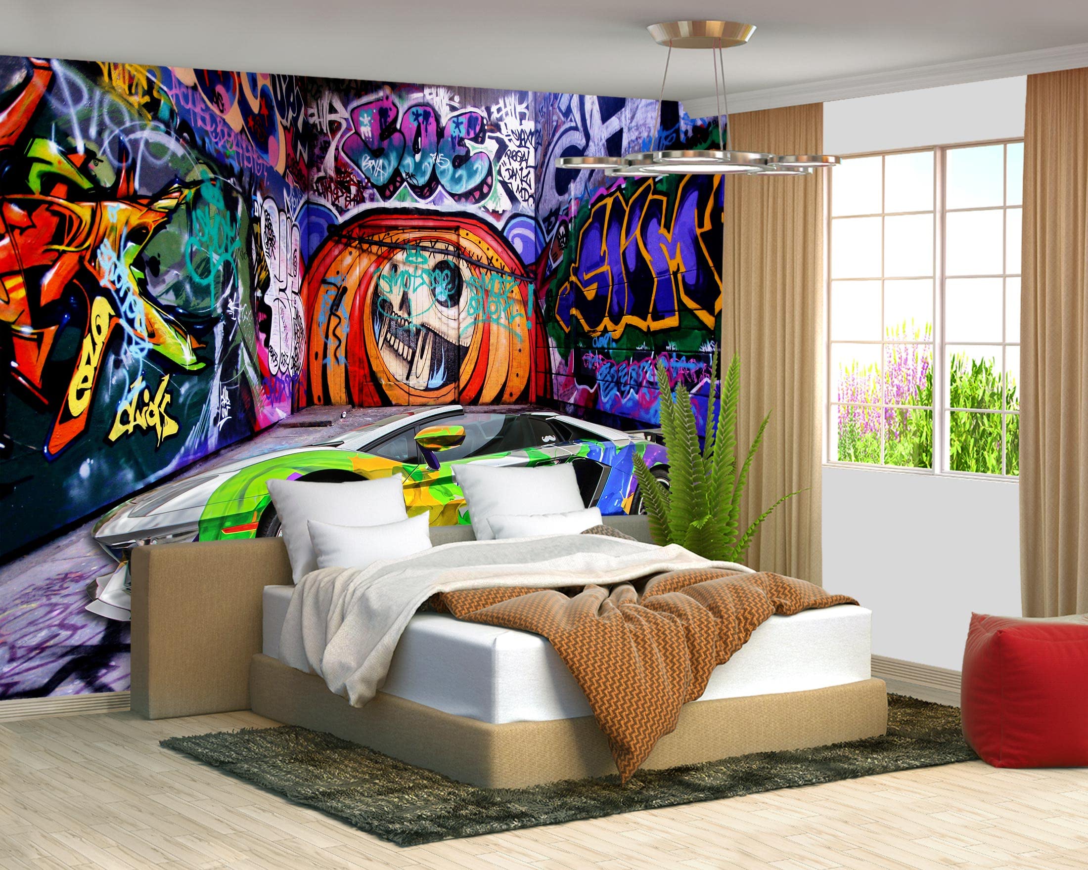 Brooklyn Bridge City View Mural Living Room couches Extra Large wall murals new york Cities Wallpaper Bedroom California Picture Landscape - 108"x75"（It's not Peel and Stick.）